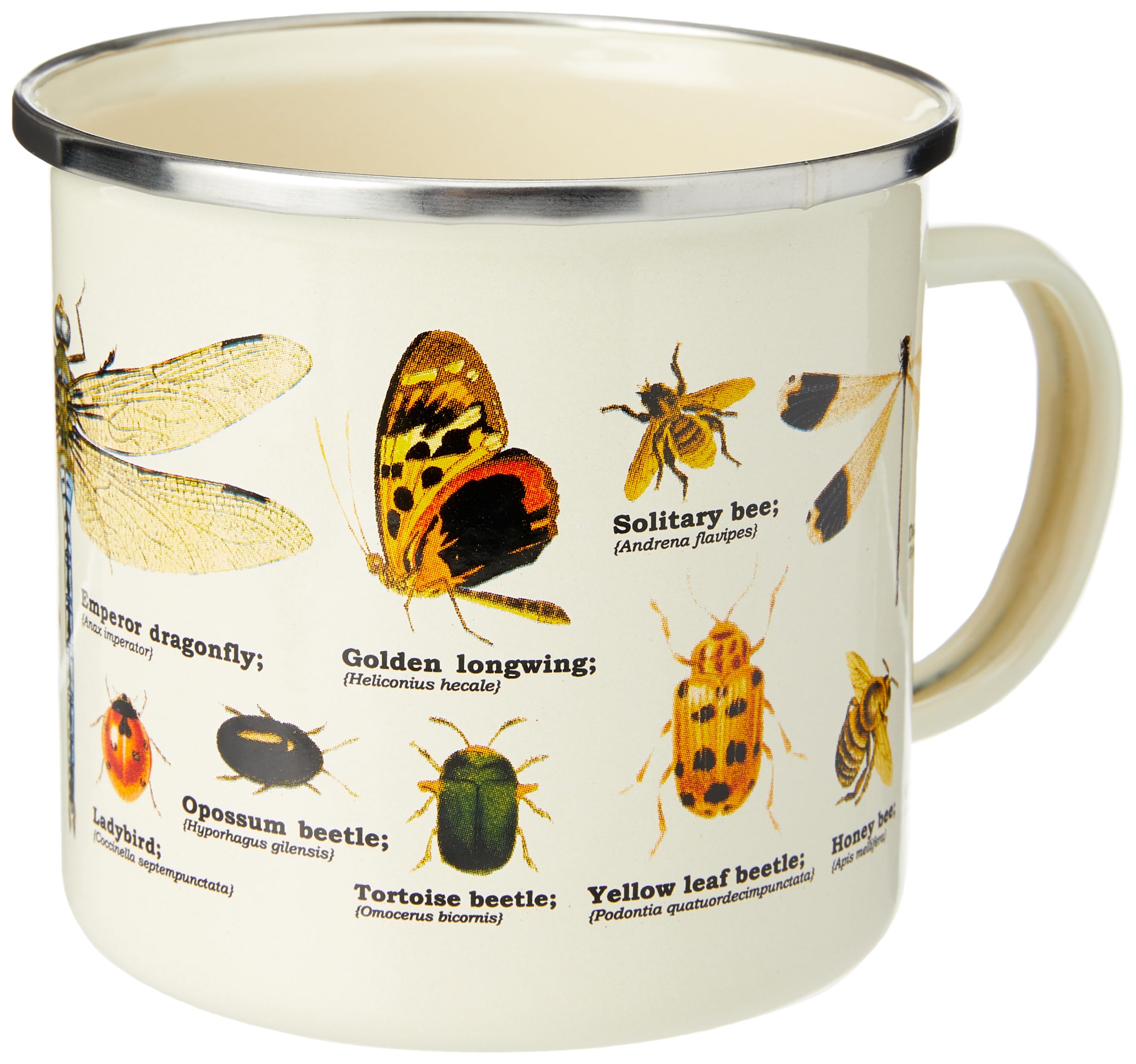 Gift Republic Insect Enamel Outdoor Camping Mug Large Metal Coffee Cup Garden Bugs Nature Foraging Hiking Gardening Gift Durable