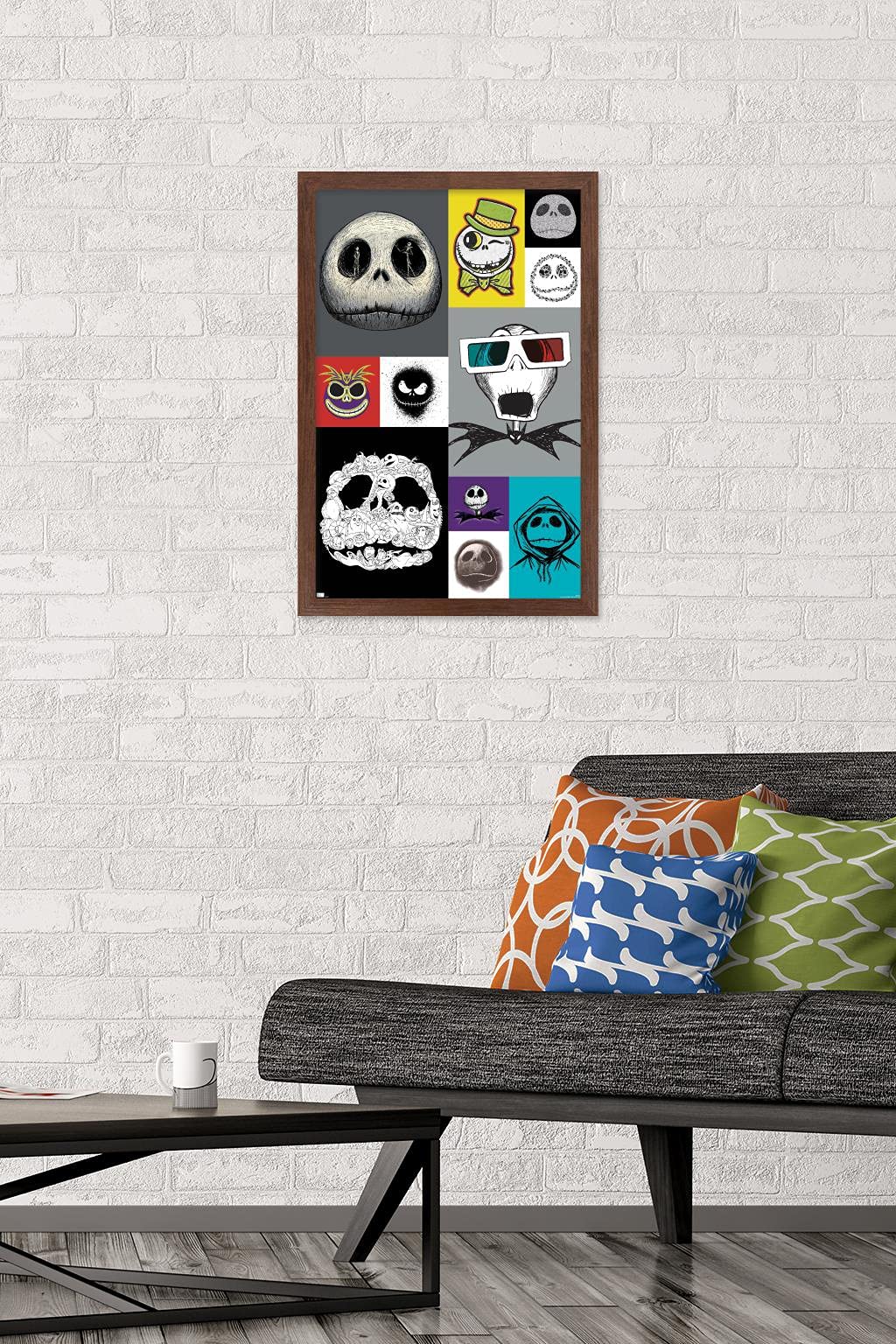 Trends International Jack Skellington Wall Poster, Mahogany Framed, 22.4"x14.7", Model FR20775MAH14X22, The Nightmare Before Christmas