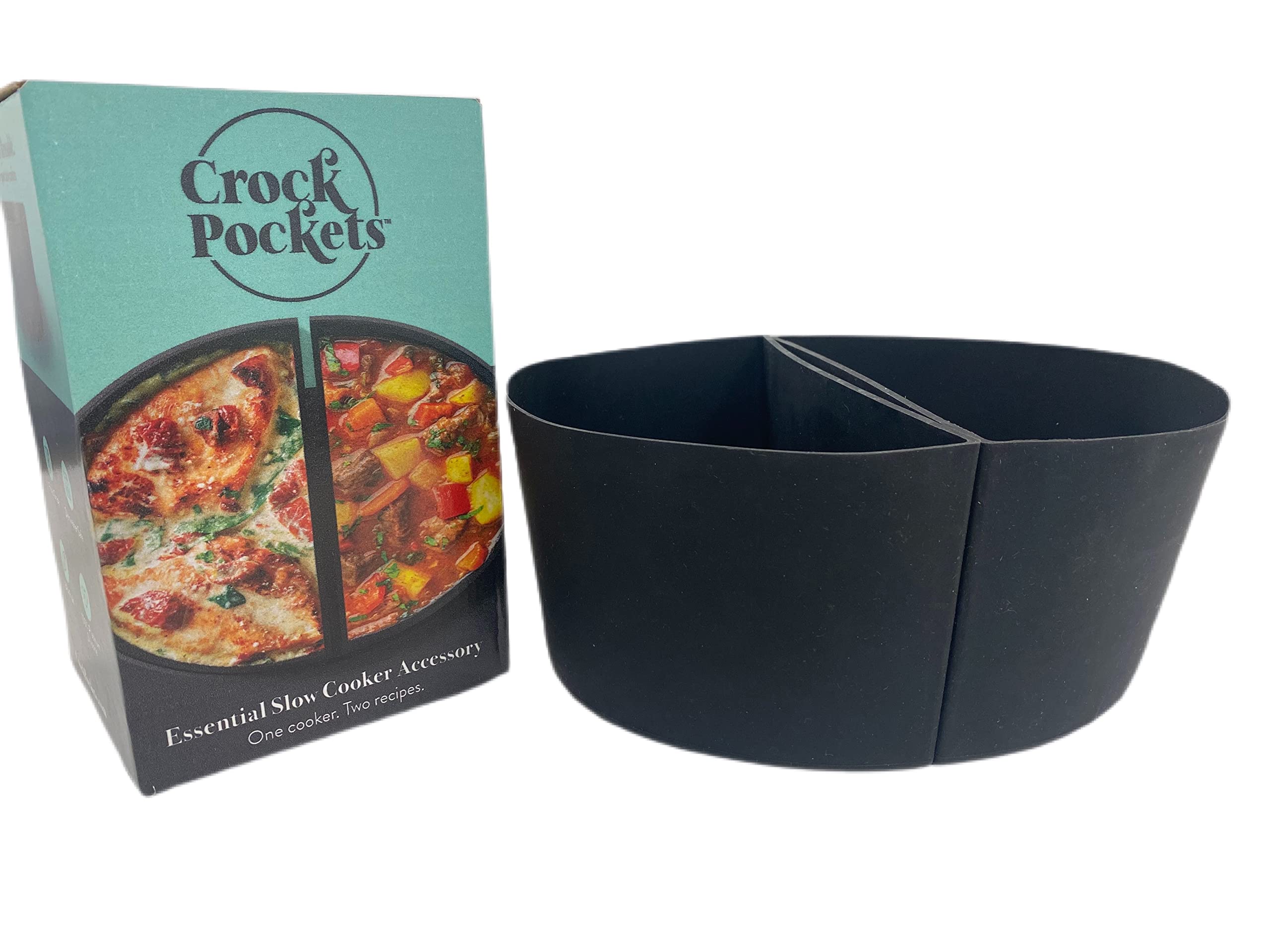 Crockpockets 6-Quart Slow Cooker 2 Pc. Dividers Set, Reusable Silicone Inserts, Non-Stick And Leak Resistant, Bpa Free, Dishwash