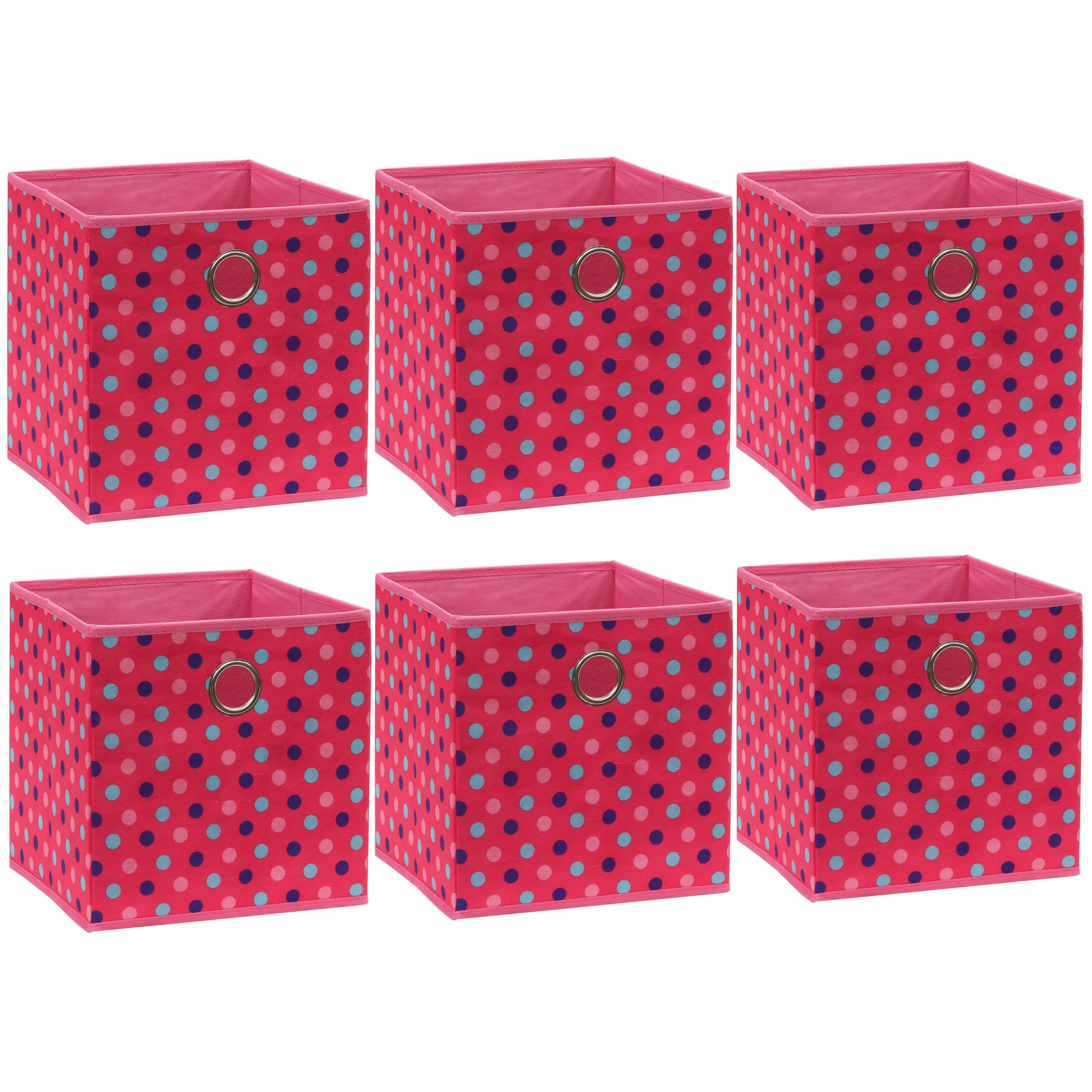Simple Houseware 6 Pack Printing Fabric Cube Storage Bin With Handle, Pink