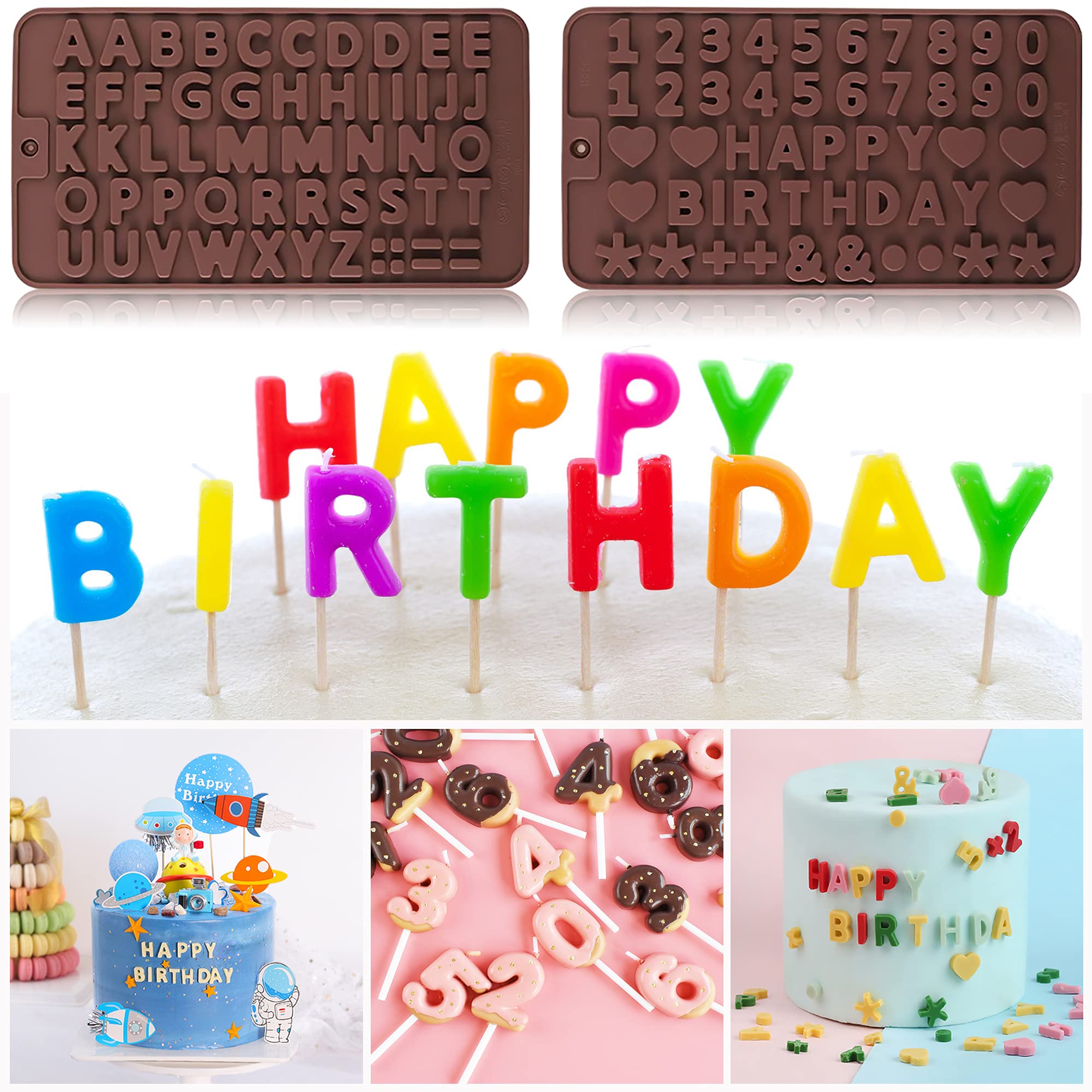 Twavang Chocolate Molds Set Of 12, Include Breakable Heart Mold, Letter And Number Silicone Molds, Leaf Mold, Daisy Flower Mold,