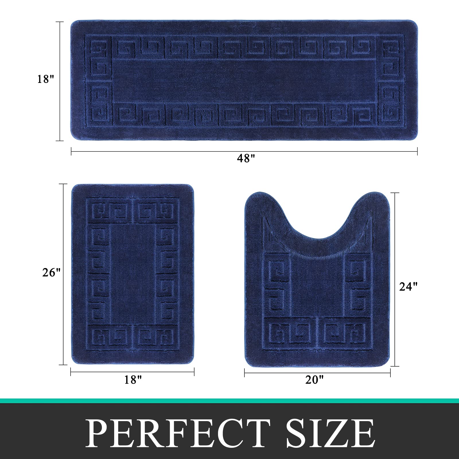 Pauwer Bathroom Rugs Sets 3 Piece, Non Slip Bath Mats For Bathroom Floor, Shaggy Microfiber Bath Rugs, Absorbent Bathroom Mats C