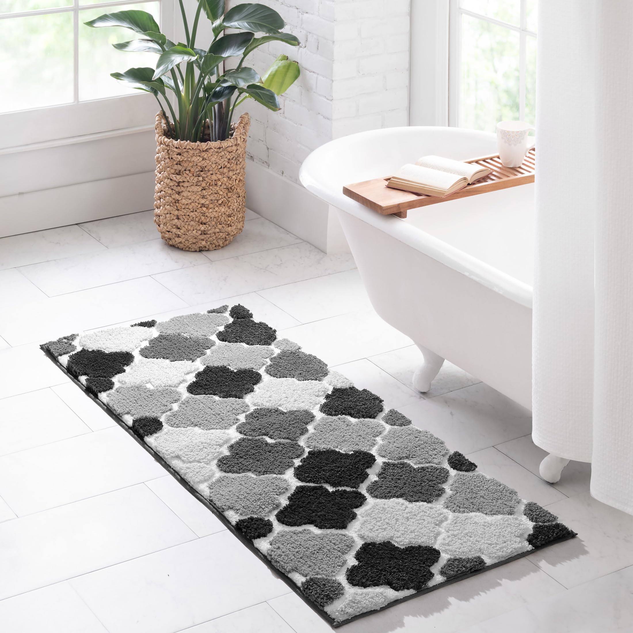 Dexde Bathroom Rugs Runner Non-Slip, Bath Rugs Extra Absorbent Shaggy Large Bath Mats, Machine Wash Dry Shower Rug For Bathroom
