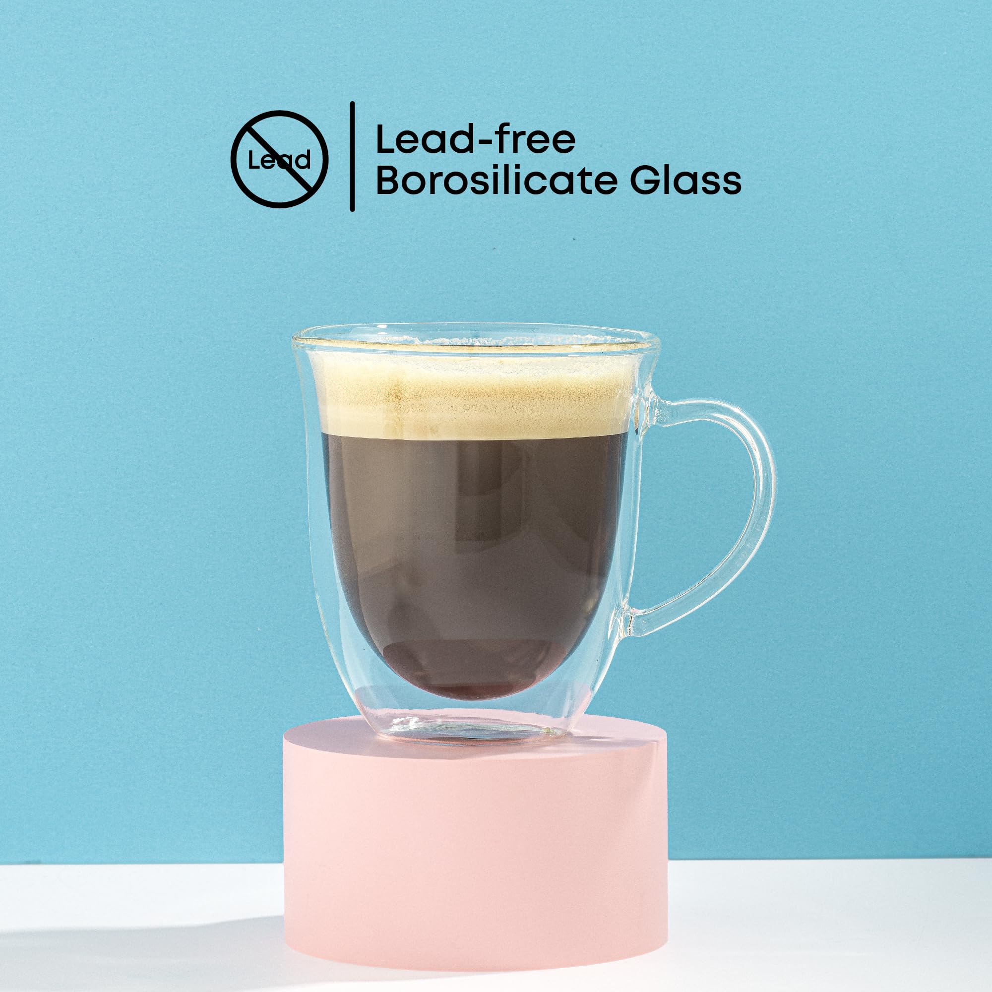 Joyjolt Serene Double Walled Insulated Glasses Coffee Mug (Set Of 2) 13.5 Ounces