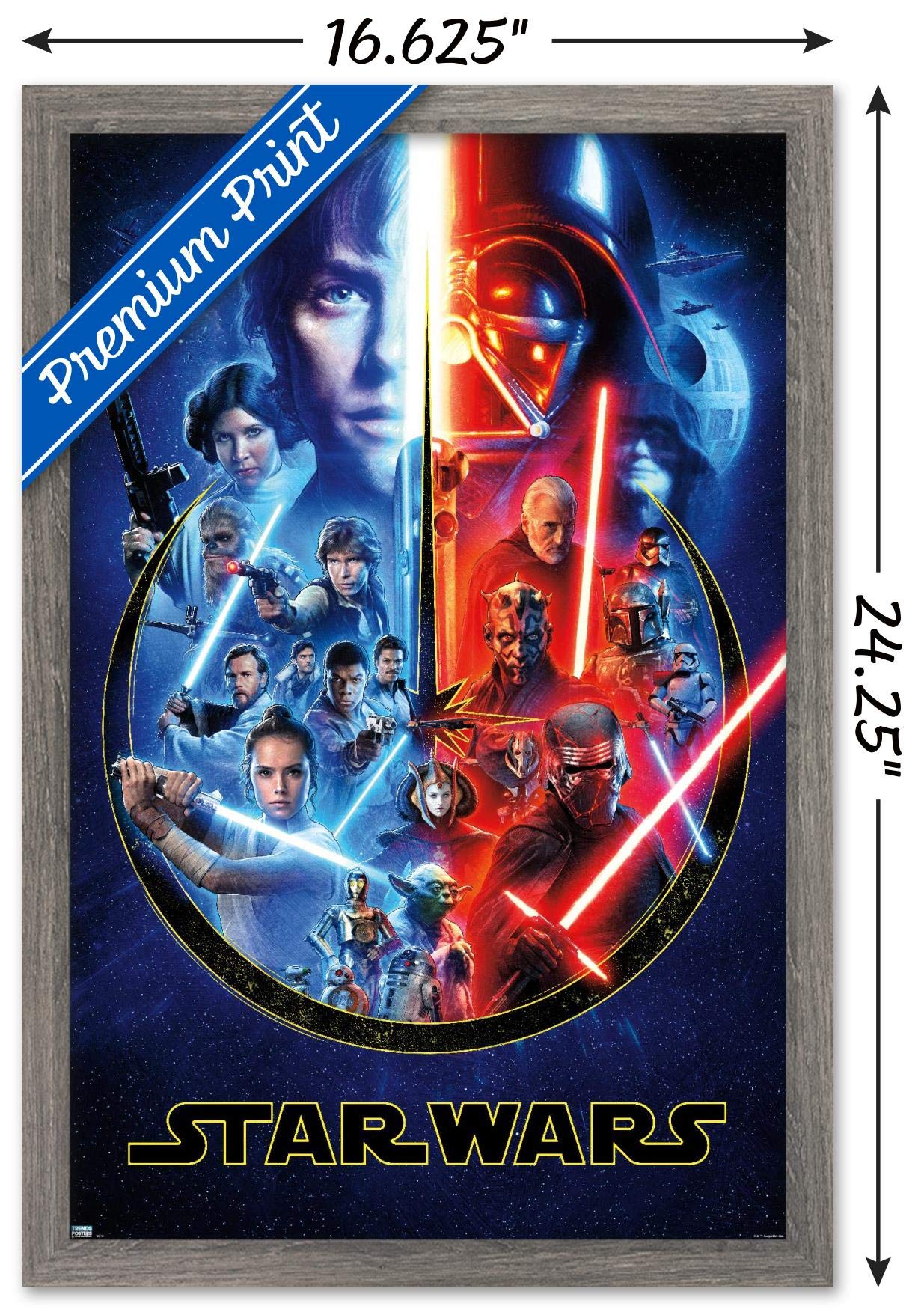 Trends International Star Wars - Skywalker Saga Wall Poster, 14.725'' X 22.375'', Barnwood Framed Version