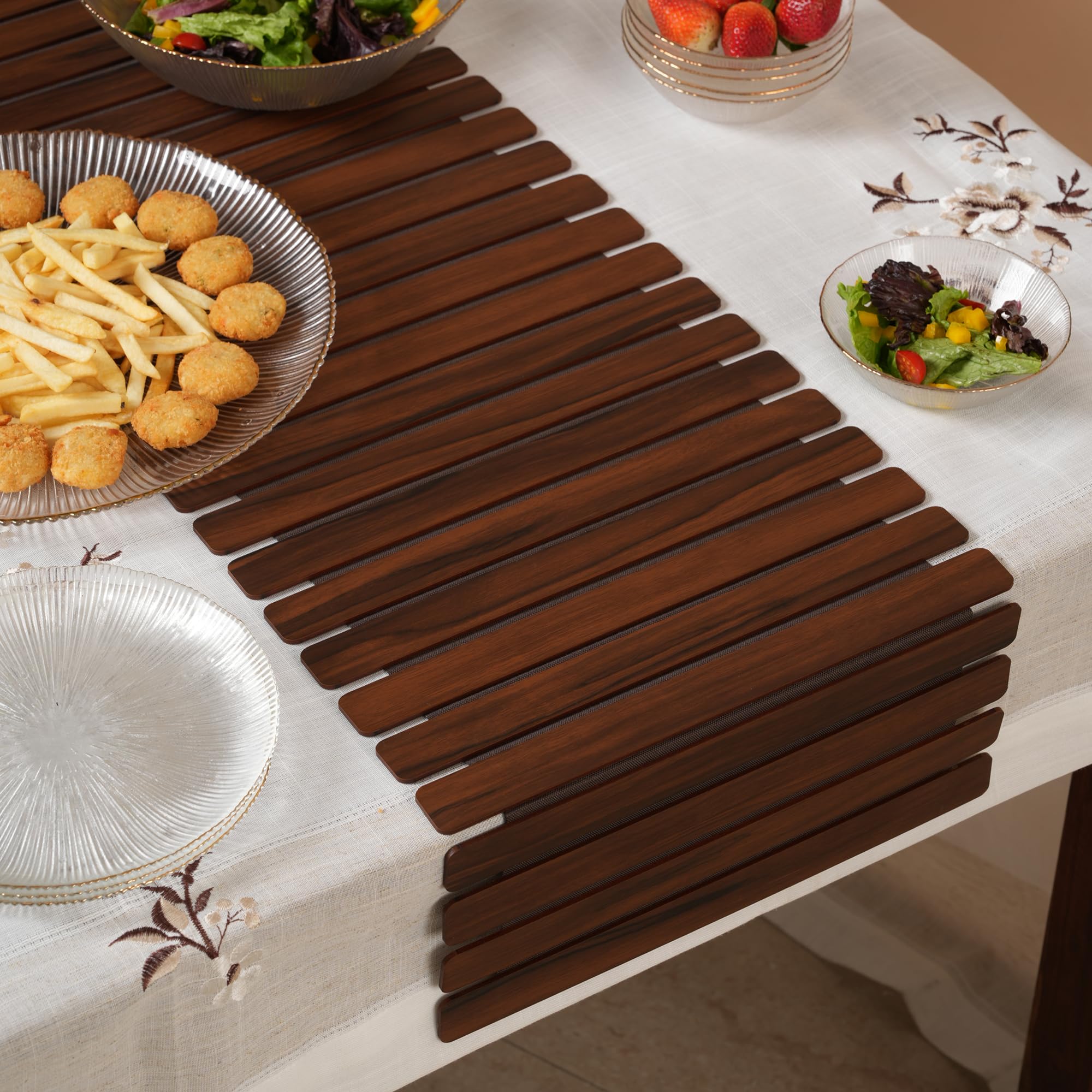 Home 360 Modern Slat Table Runner | Decorative Finish Mdf Slats | 14X72 Inches | Rollable Table Centerpiece For Dining Room, Kit