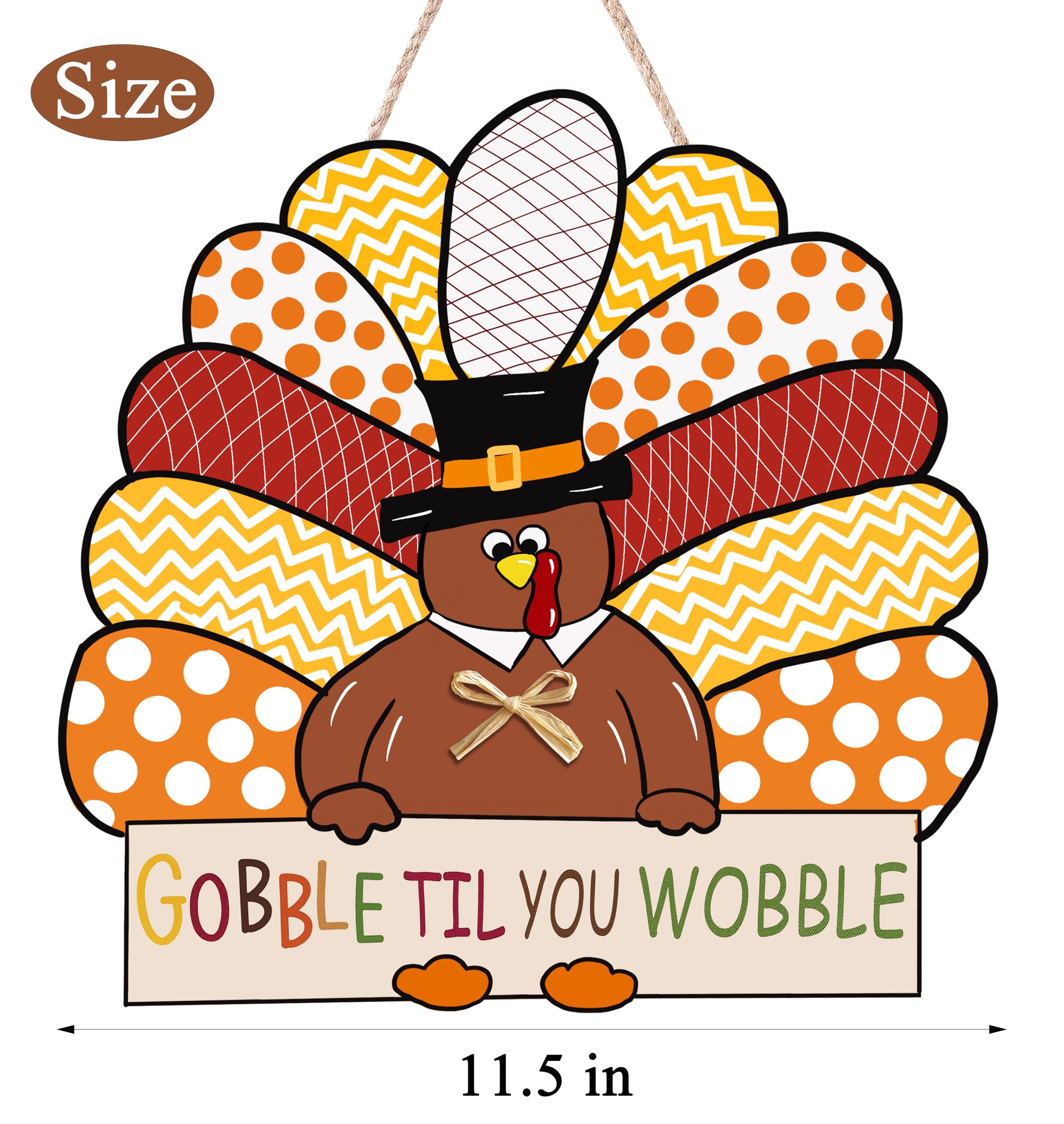 CYNOSA Thanksgiving Wreath for Front Door Turkey Door Hanger Gobble Sign Thanksgiving Turkey Outside Door Decorations