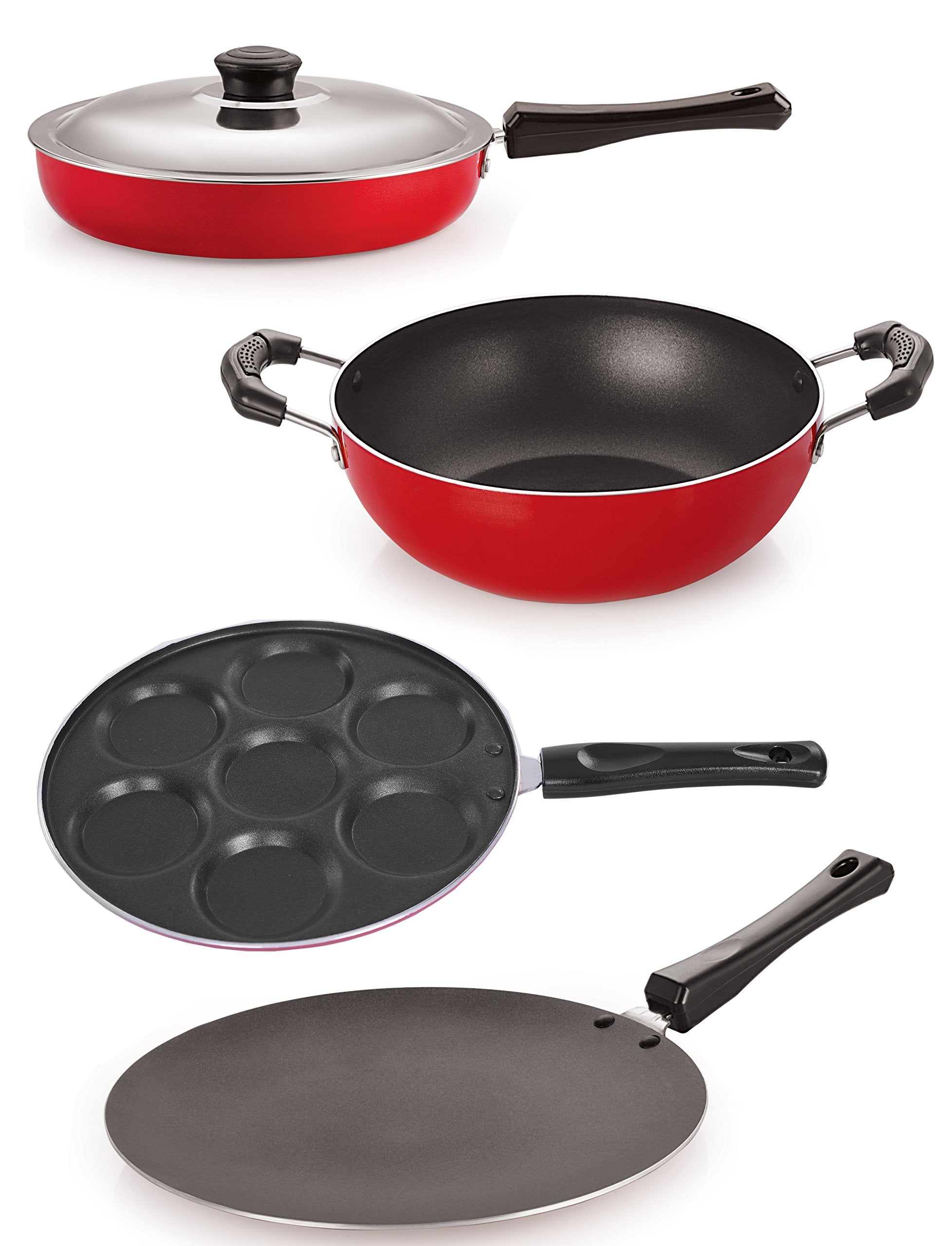 NonStick Cookware Pots & Pan Combo Set (Roti Tawa,Fry Pan, Kadai, Uttapam Tawa)