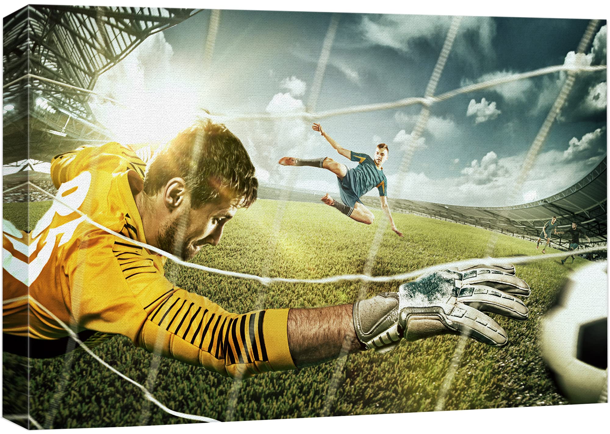 Wall26 Canvas Print Wall Art Vibrant Soccer Player Kicking Ball Into Goal Athletes Sports & Fitness Photography Realism Decorati