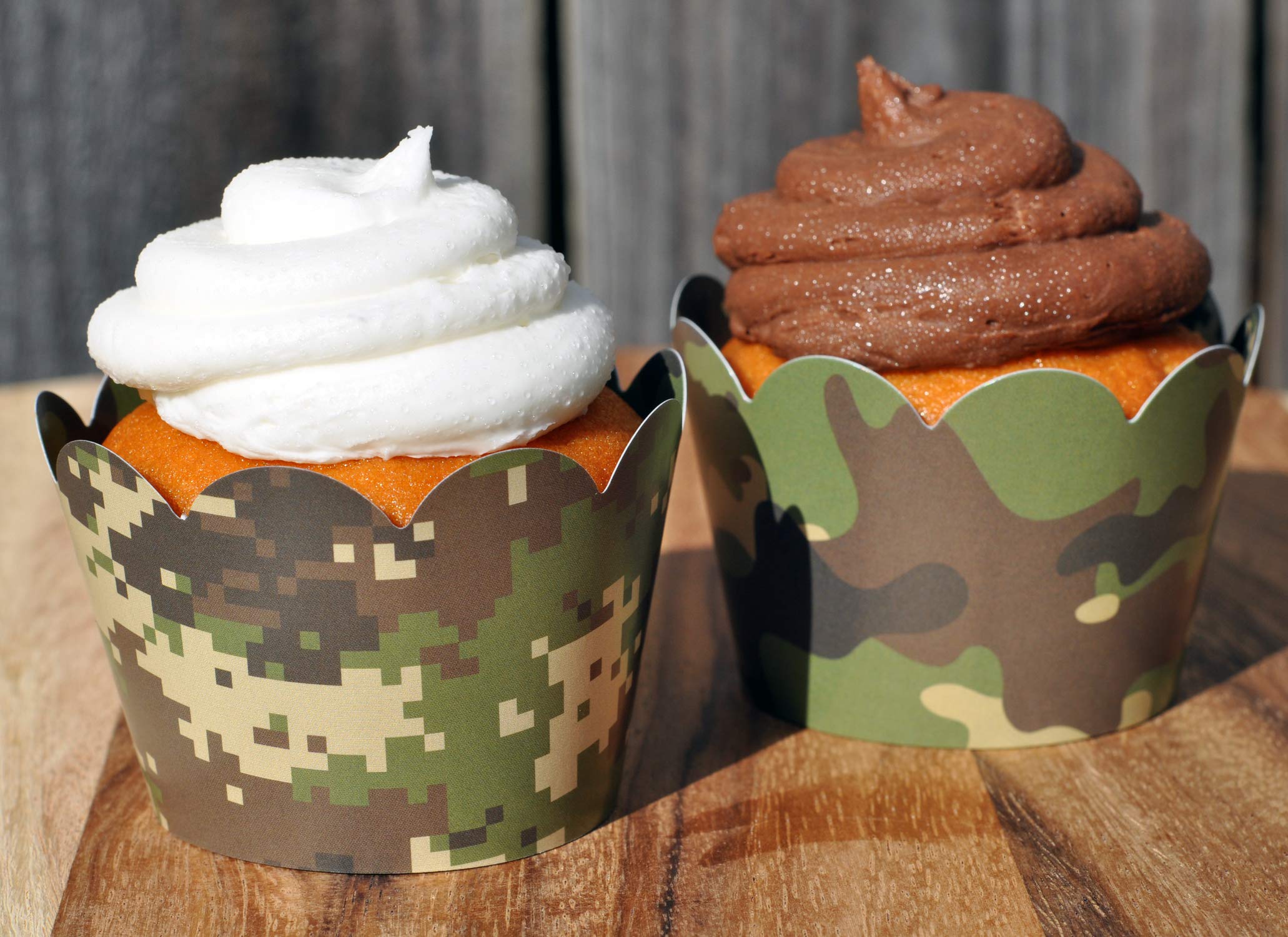 Camouflage Cupcake Wrappers For Gender Reveals, Baby Shower Party Supplies, Boy/Girl Birthday Parties, Hunting Or Military Theme