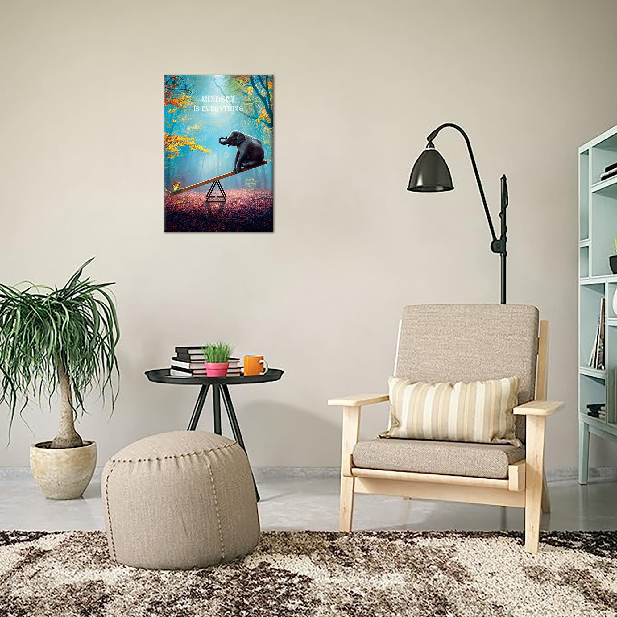 Skasnfai Elephant Wall Art Mindset Motivation Office Wall Canvas Animals Poster Framed Artwork For Living Room Ready To Hang (12