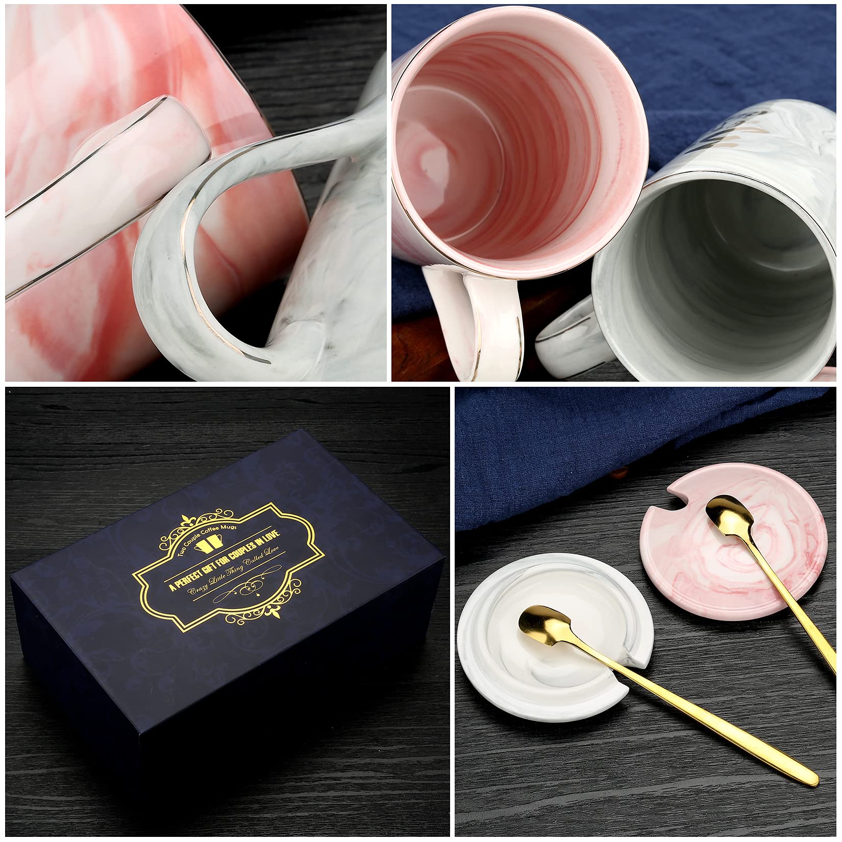 Sovyime 40 Years of Being Mr Right and Mrs Always Right Wedding Marriage Anniversary Cup for Couple Ceramic Marble Coffee Mugs -