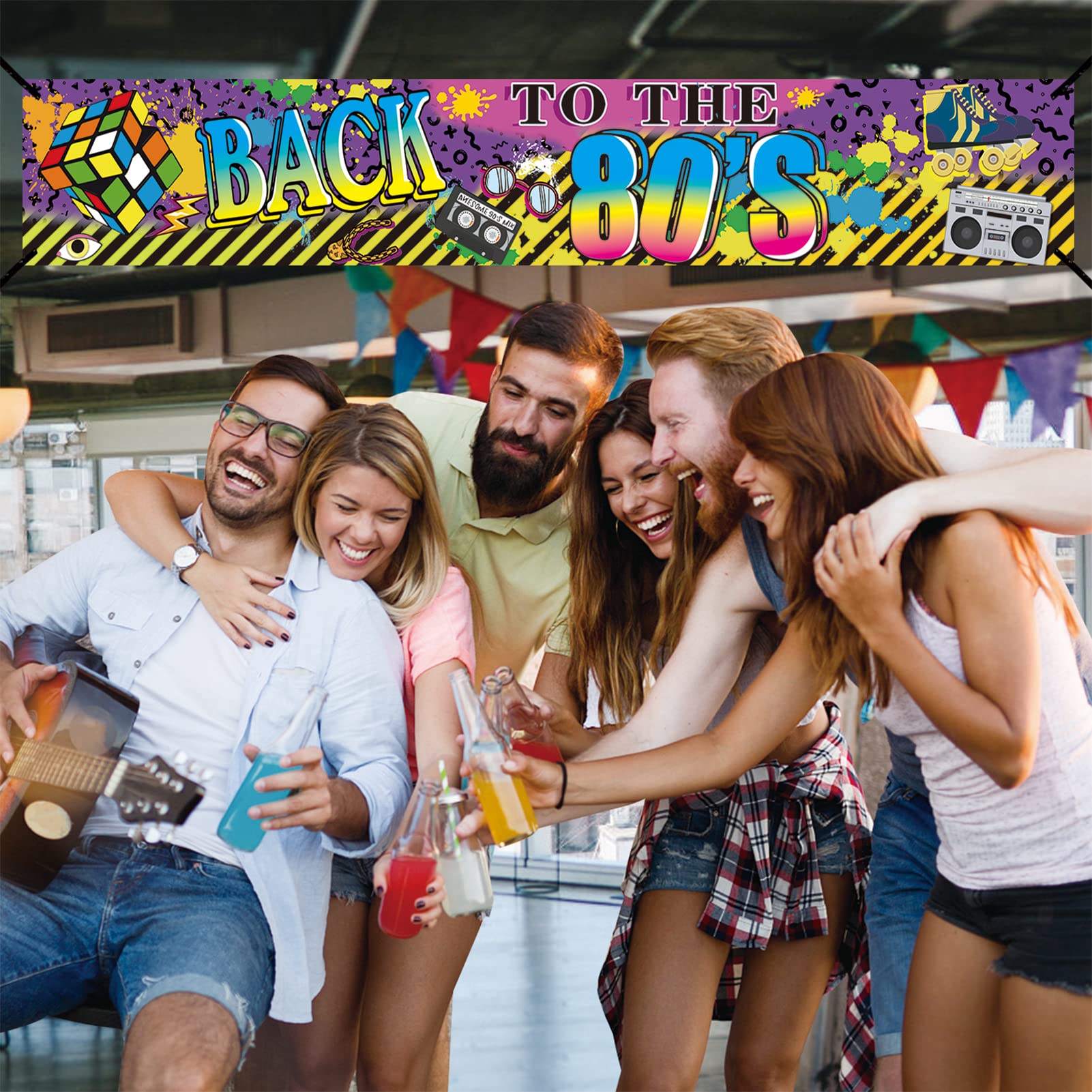 Yoaokiy 80S Party Decorations Back To The 80S Banner Backdrop, 1980S Hip Hop Graffiti Party Supplies, Throwback 80S Birthday Par