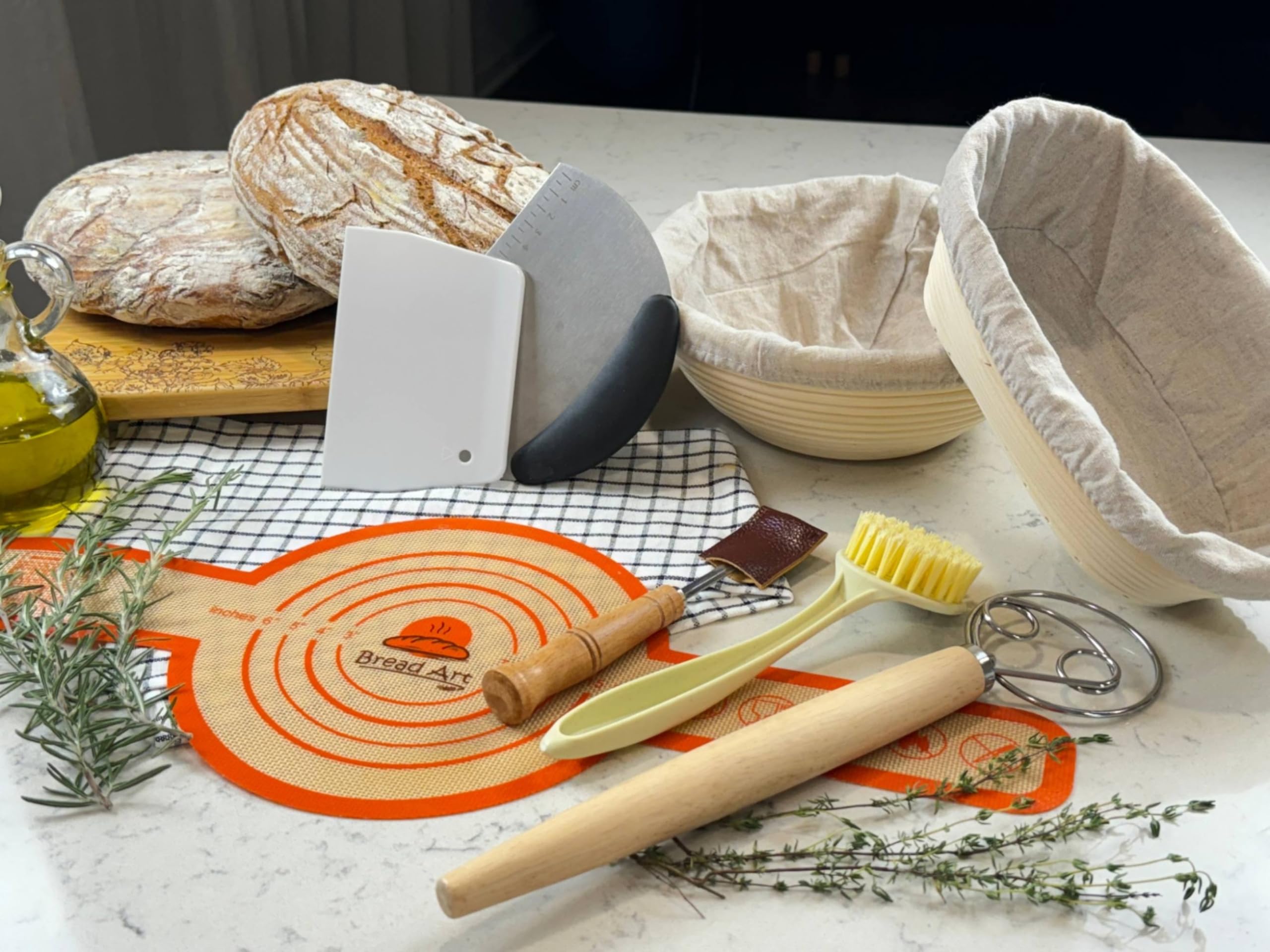 Bread-Art Sourdough Bread Baking Supplies - 9 Inch Round And 10 Inch Oval Sourdough Proofing Baskets With Silicone Bread Sling,