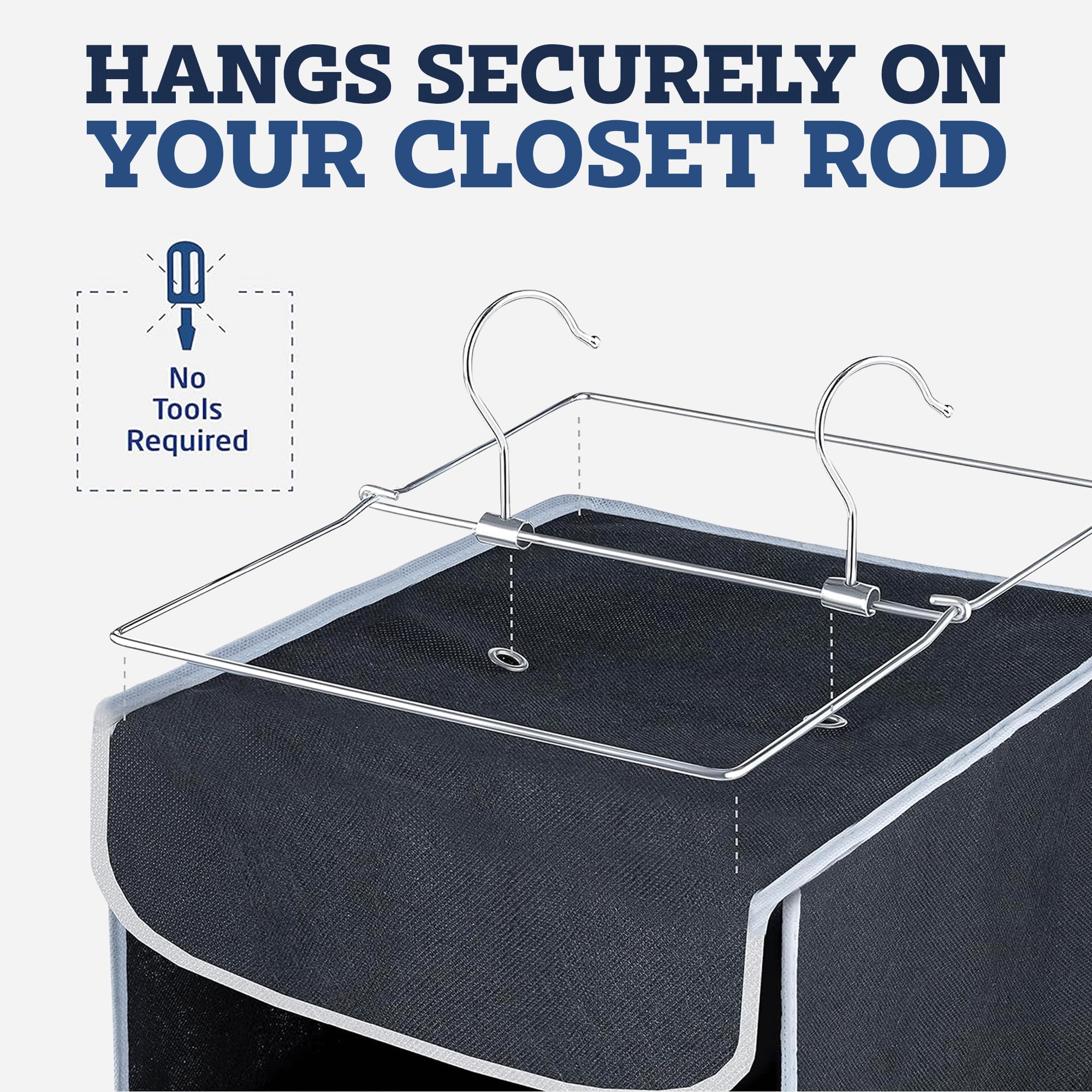 ZOBER Hanging Closet Organizer  10-Shelf - Hanging Storage Organizer Shelves for Clothes  Towels  Toys - College Dorm Room  Nursery  & Home Closet