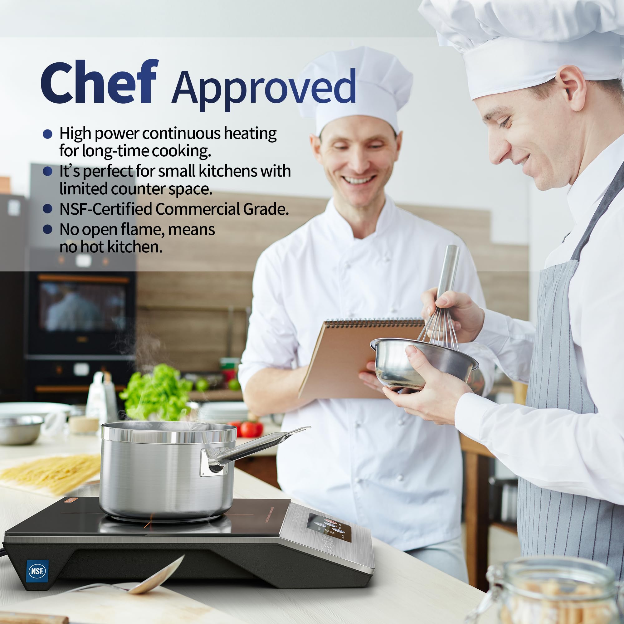Changbert 1800W Commercial Grade Induction Cooktop, Nsf Certified Portable Large 8    Heating Coil, 12'' Heat Resistant Cooking
