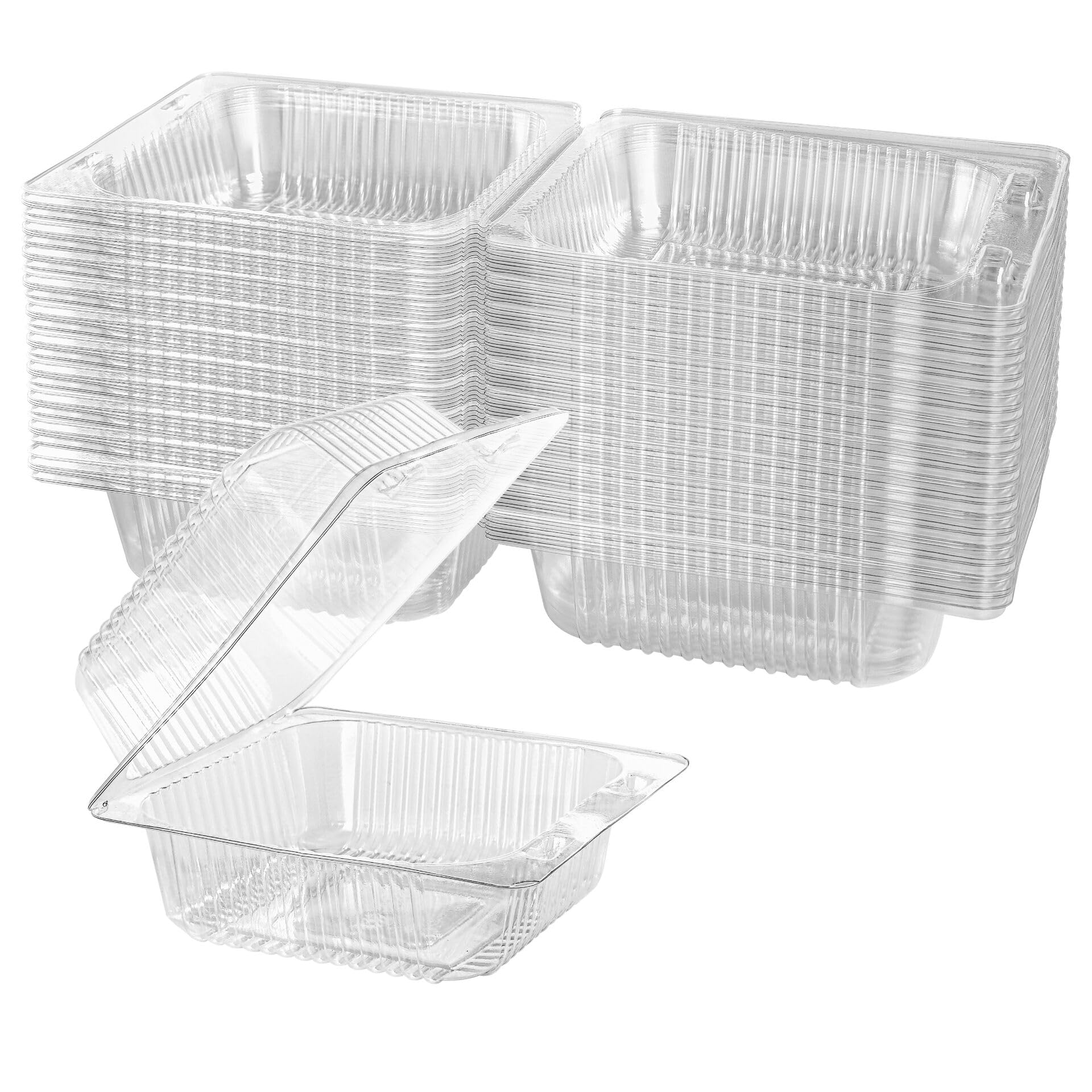 250 Count Clear Plastic Hinged Take Out Containers Clamshell Takeout Tray Food Clamshell Containers Outside Diameter for Dessert