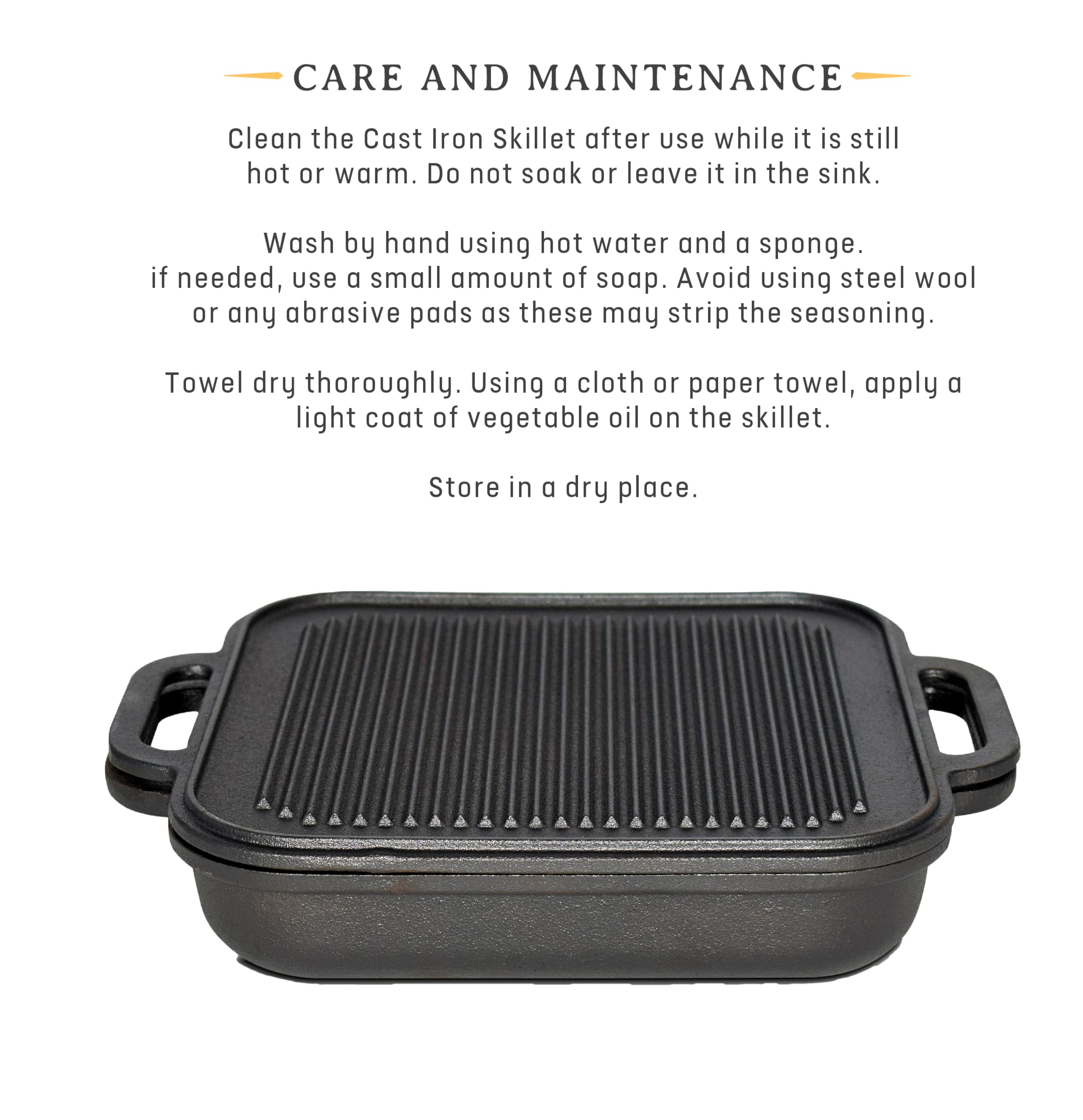 Jim Beam 3-In-1 Cast Iron Skillet With Double Sided Griddle, 3, Black