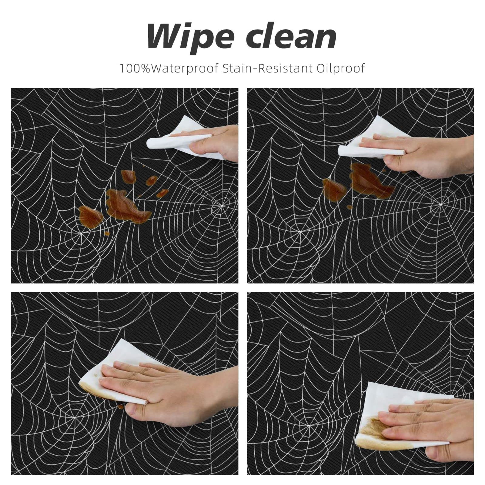 Will Budxeg Halloween Black Bat Spider Web Round Fitted Table Covers Elastic Edge Circle Tablecloth For Dining Party Holiday Fit