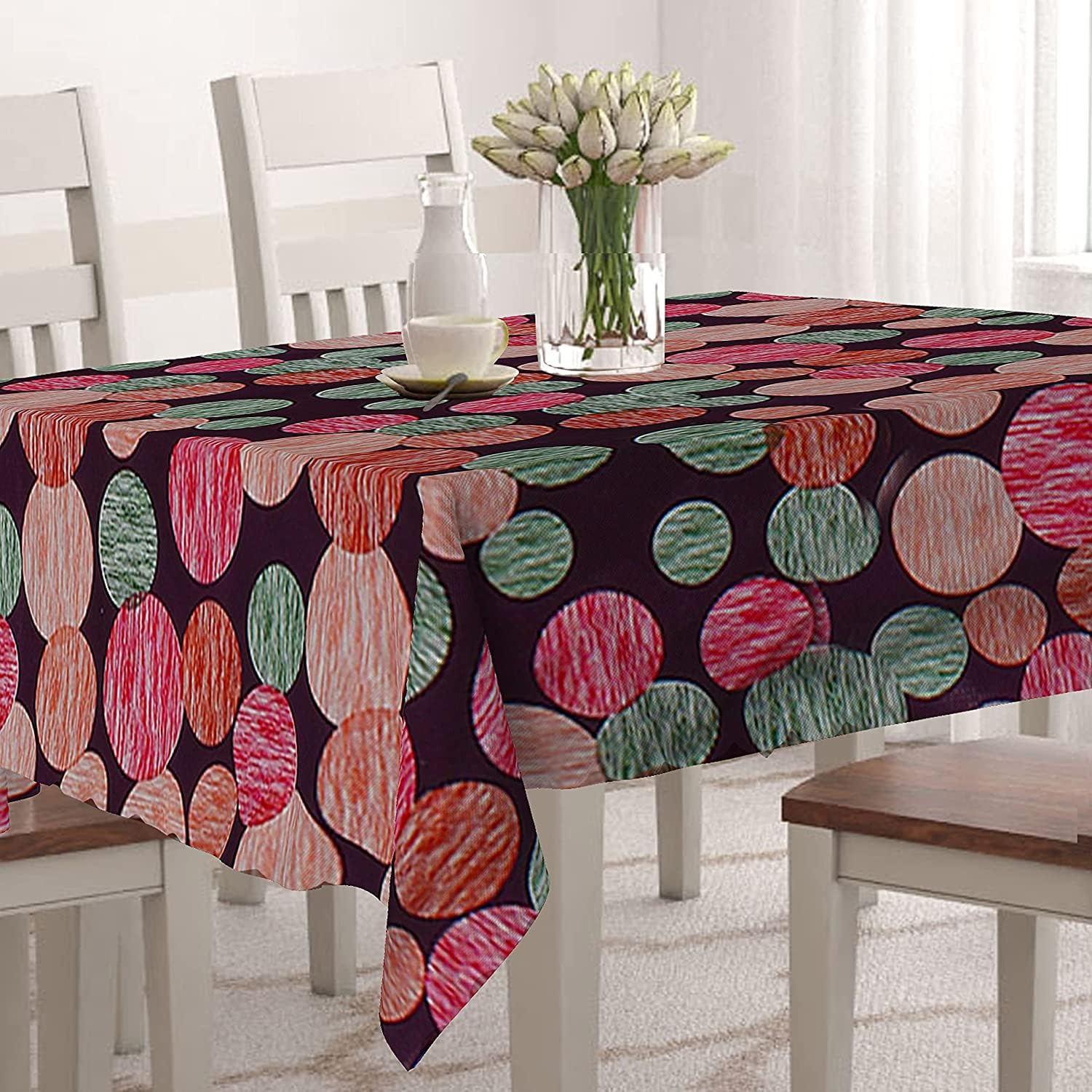 Crafting Bear Dining Table Cover 6 Seater Wood Printed Table Cover Without Lace Size 54x90 Inches  Water Poof & Dustproof Tab