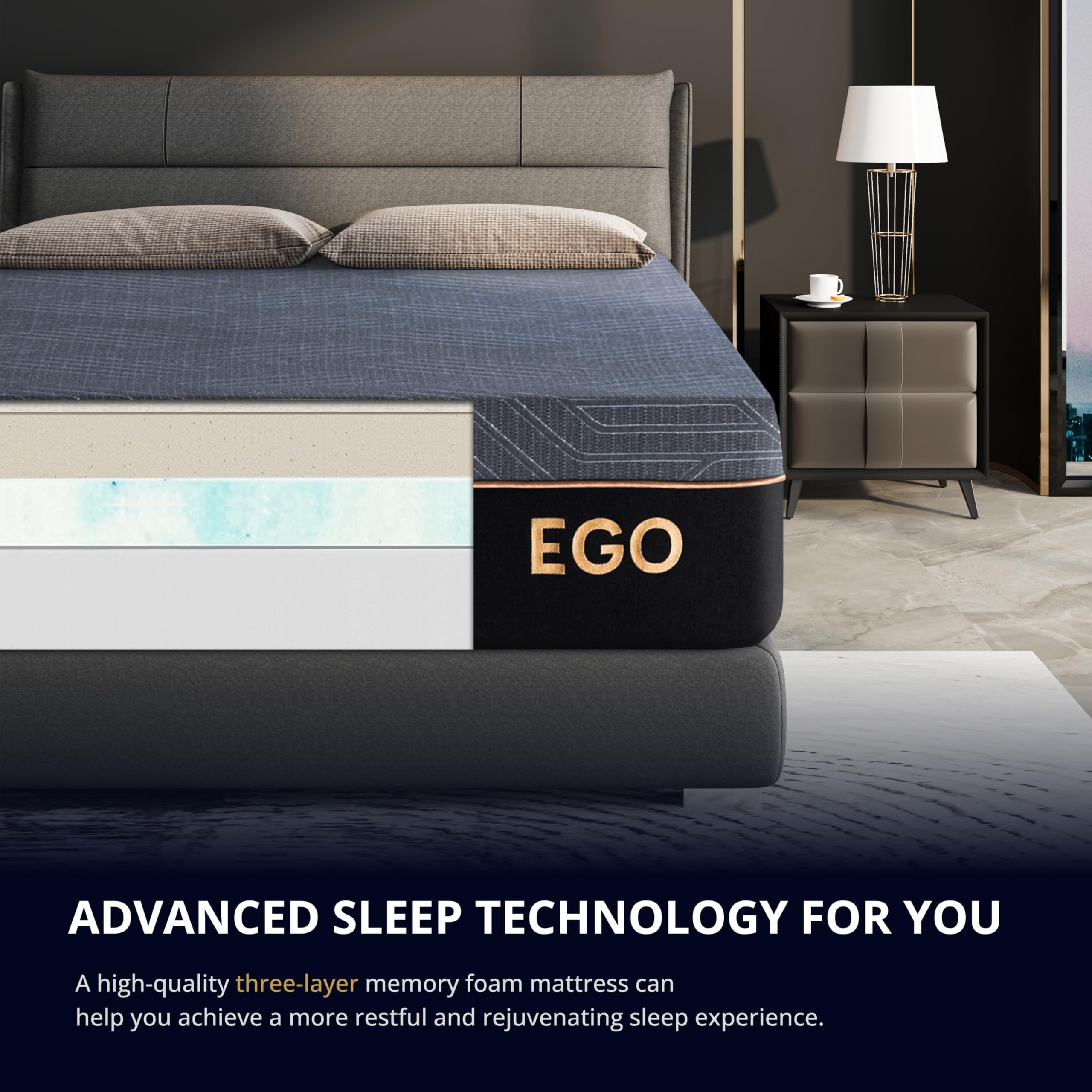 Dyonery Twin Xl 12 Inch Memory Foam Mattress In A Box, Cooling Copper Gel Mattress For Back Pain, Made In Usa, Certipur-Us Certi