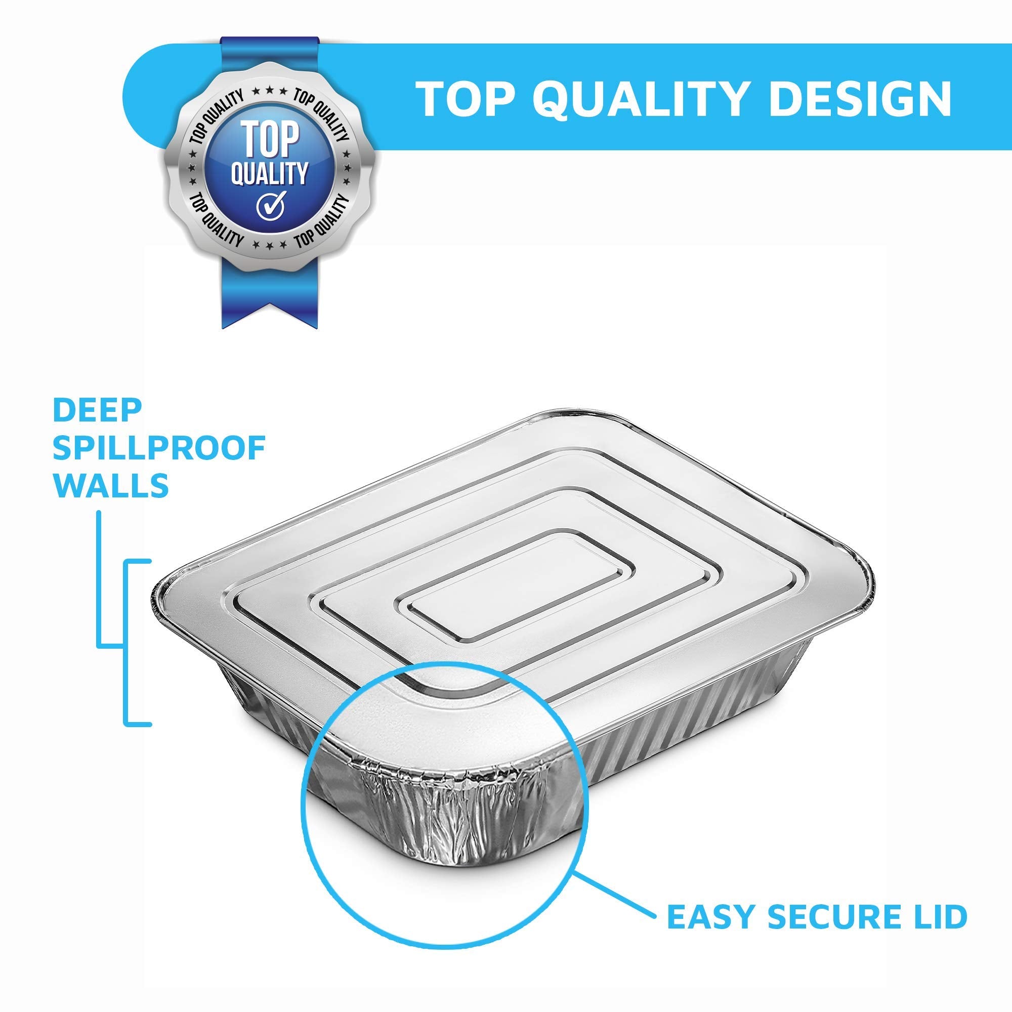MontoPack Aluminum Foil Pans Half Size Roasting Chafing Pan | 9x13 Tins for Cooking  Baking & Catering | Heavy Duty Disposable Cookware Steam Table Trays for Buffet & Food Prepping (20 Pack with Lids)