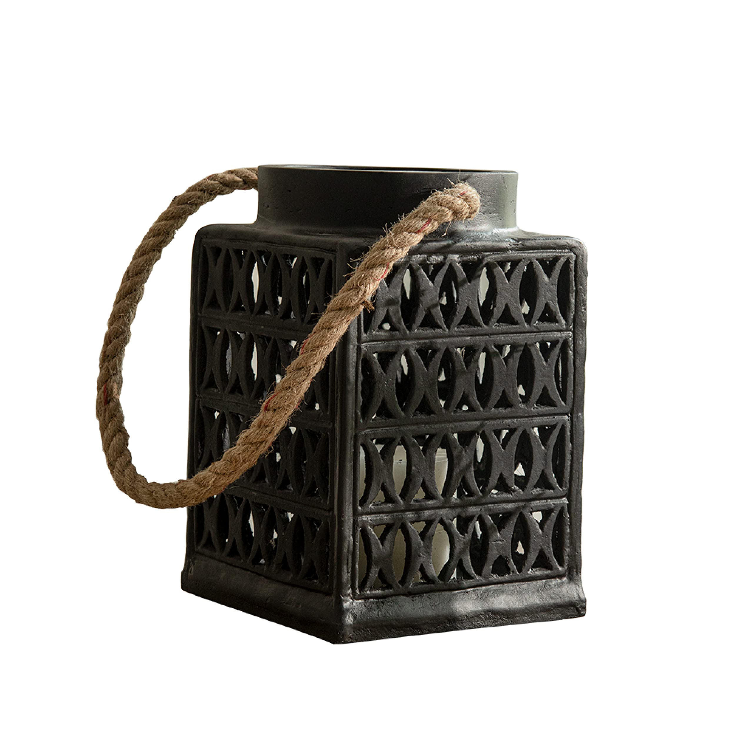 Ellementry Jharokha Ecomix Black Lantern | Candle Tealight Holder for Balcony and Garden | Hanging Lanterns for Home Decoration