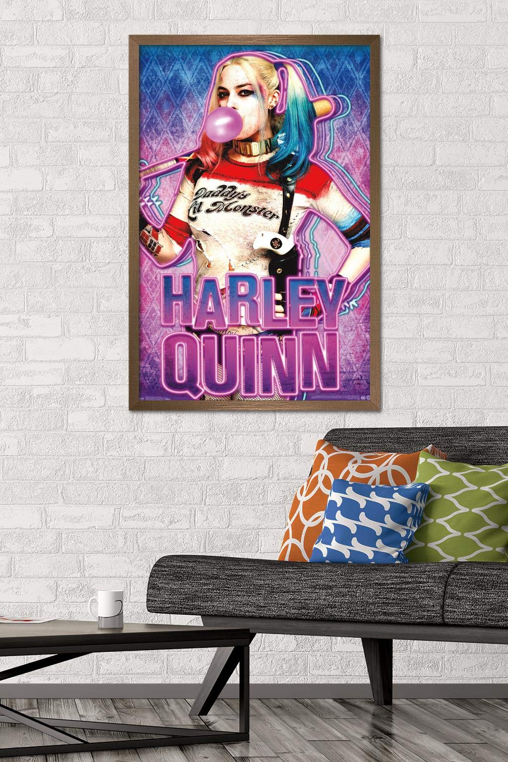 Trends International Dc Comics Movie - Suicide Squad - Harley Gum Wall Poster, 22.375'' X 34'', Bronze Framed Version