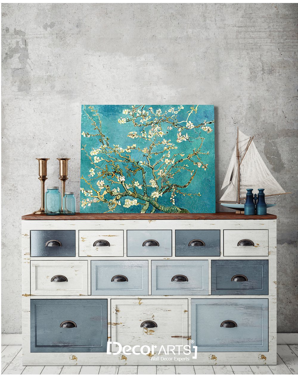Decorarts - Almond Blossom Tree - Vincent Van Gogh Art Reproduction. Giclee Canvas Prints Wall Art For Home Decor 20X16, Depth 1