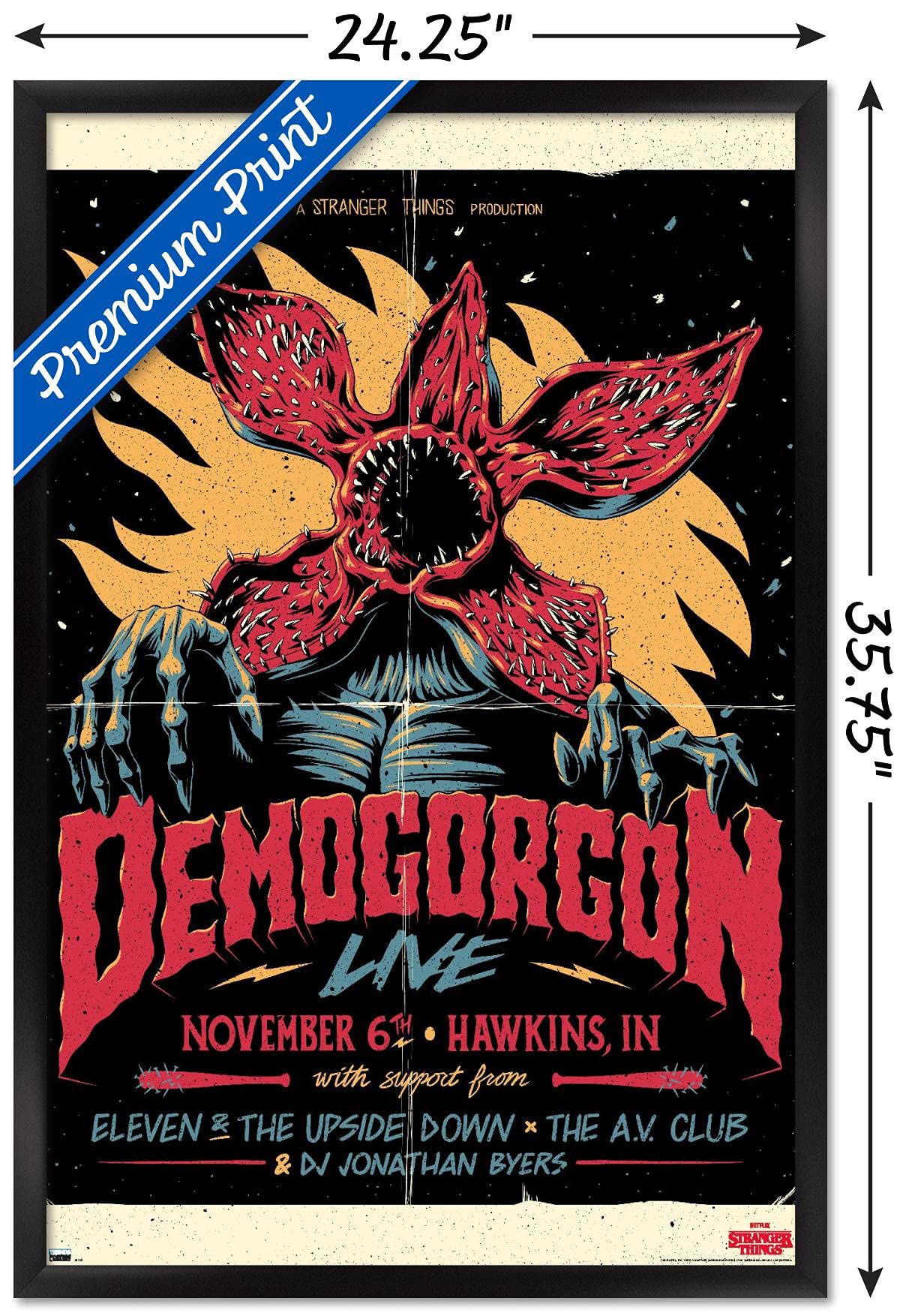 Trends International Netflix Stranger Things - Demogorgon Live Wall Poster, 22.375'' X 34'', Black Framed Version