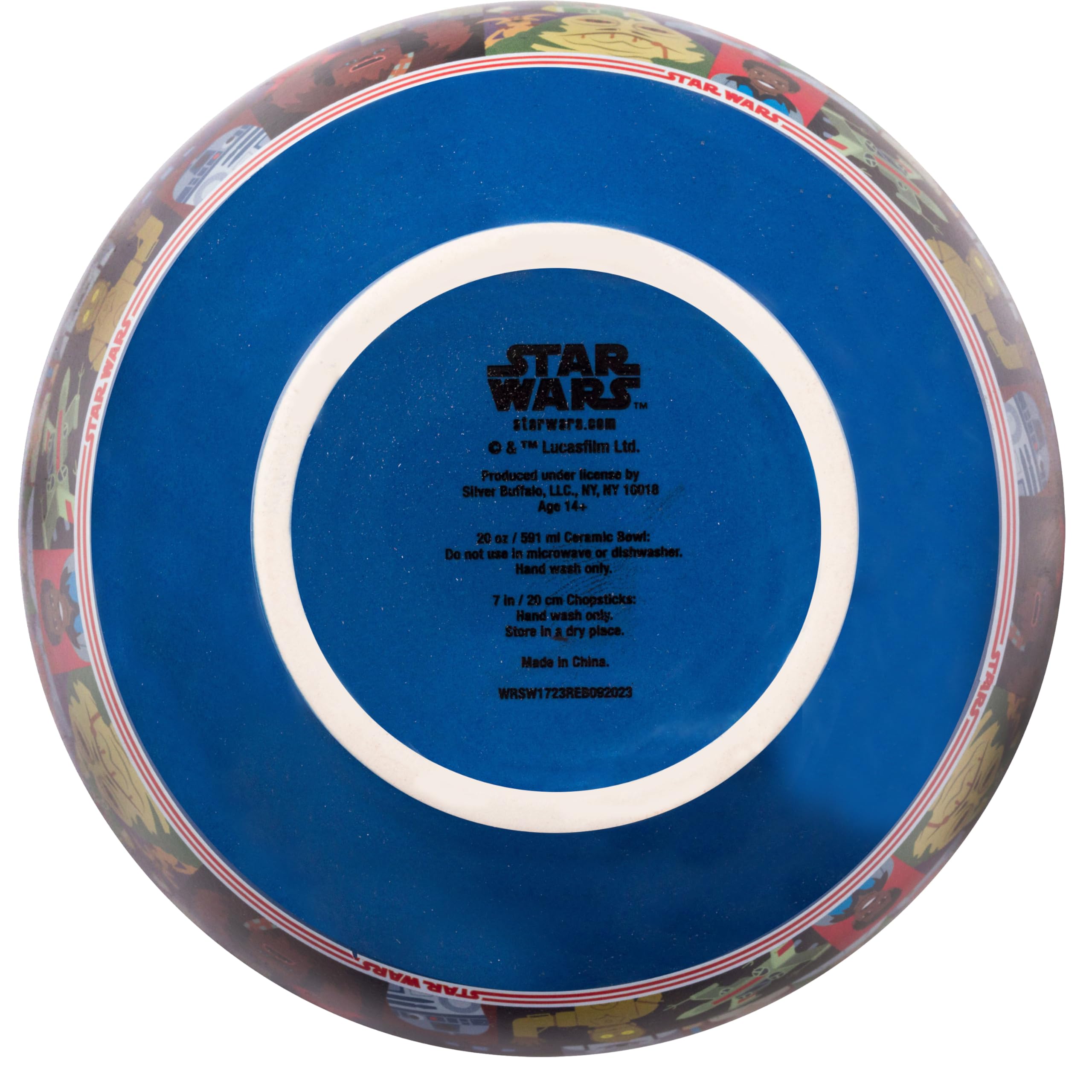 Silver Buffalo Star Wars Characters Ceramic Ramen Noodle Rice Bowl With Chopsticks And Spoon, Microwave Safe, 20 Ounces