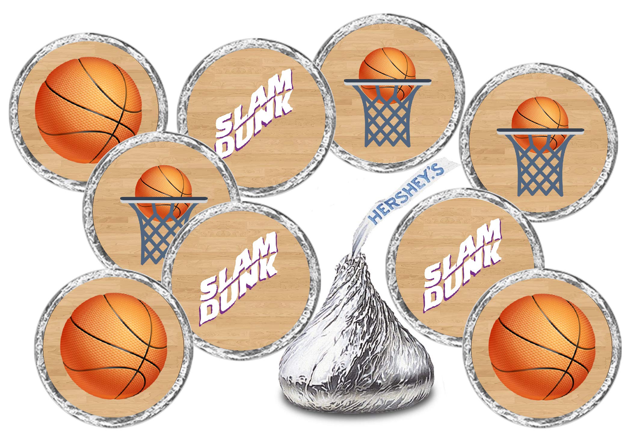 216 Sports Basketball Kisses Stickers, Kisses Stickers For Birthday Party, Baby Shower, Wedding, Graduation, Or Any Family Event