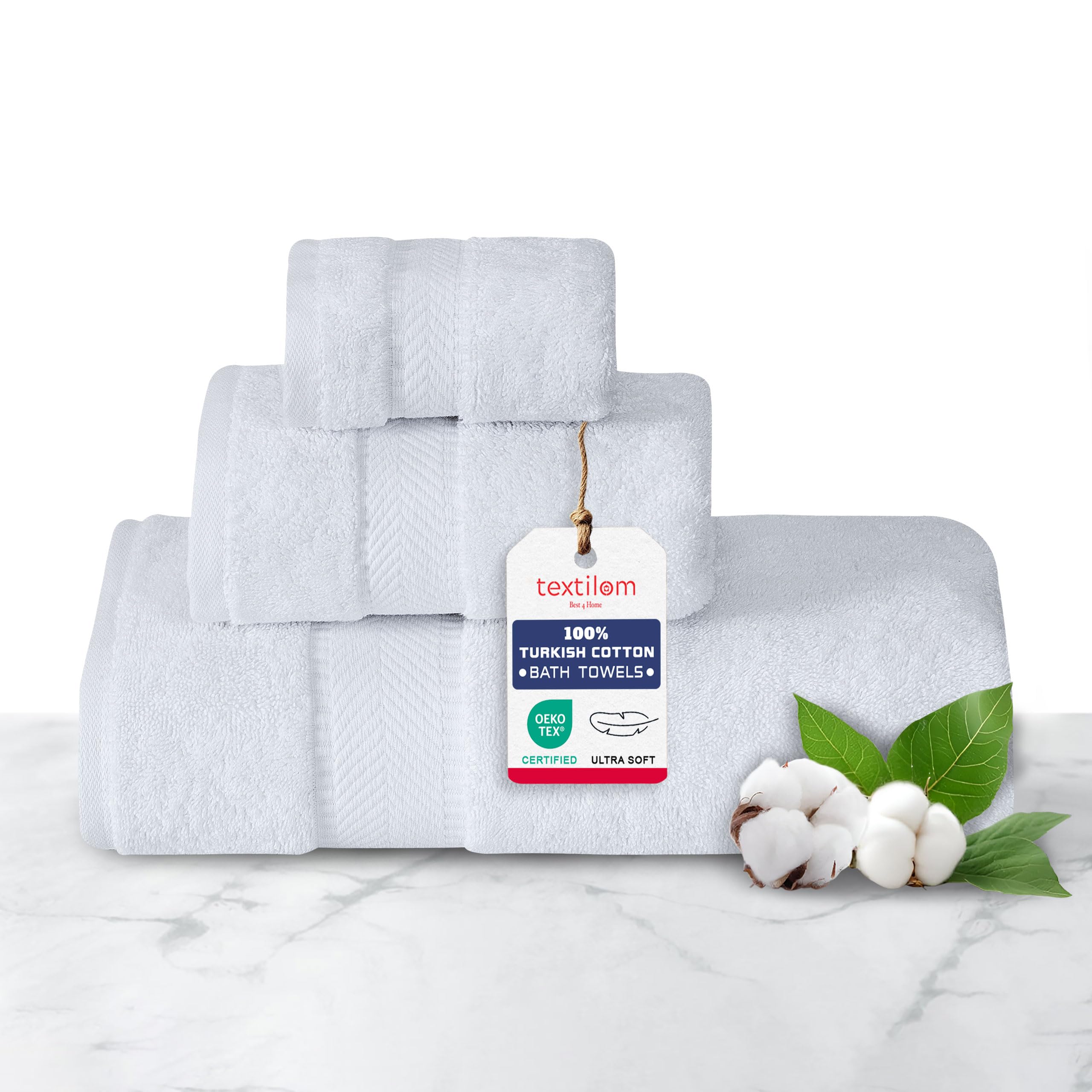 Textilom 100% Turkish Cotton 3 Pcs Bath Towel Set, Luxury Bath Towels For Bathroom, Soft & Absorbent Bathroom Towels Set (1 Bath