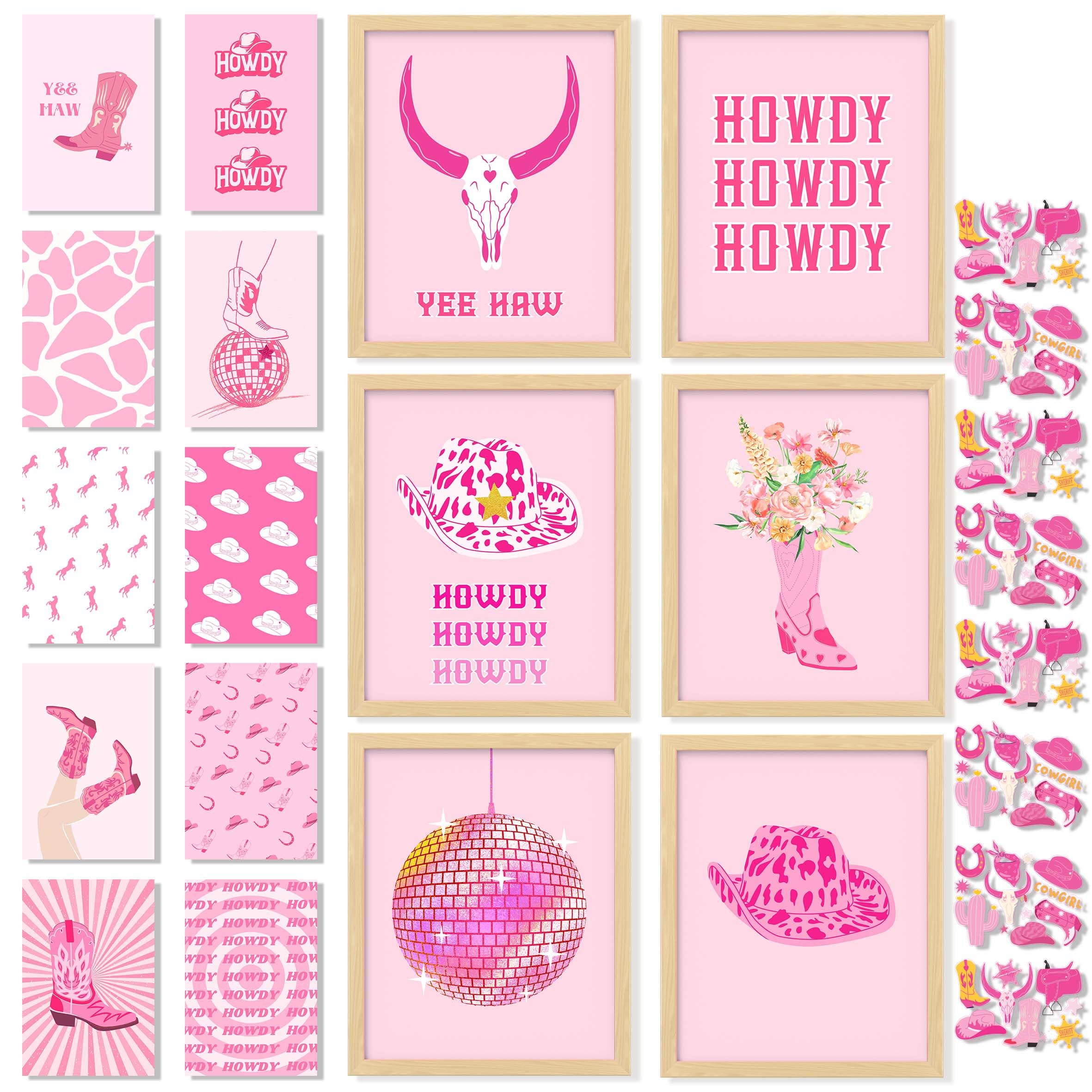 97 Decor Preppy Cowgirl Decor - Pink Disco Cowgirl Wall Art  Retro Western Preppy Posters  Preppy Room Decor Aesthetic Prints  Trendy Cowgirl Hat Boot Picture for Teen Girl Dorm (8x10 UNFRAMED)