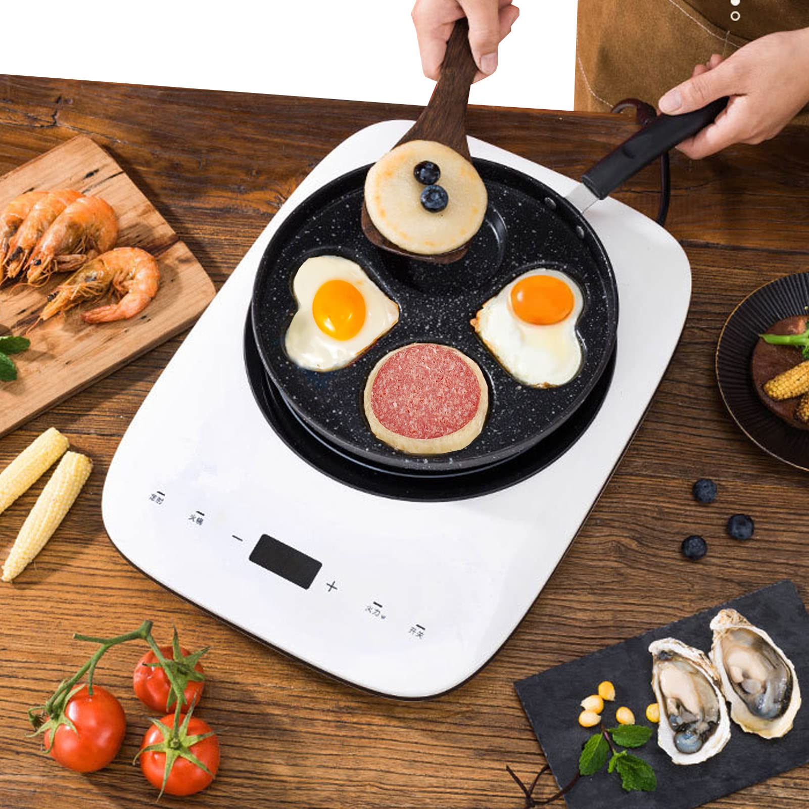 Rwoora Non Stick Frying Pans Romantic Heart Circle Egg Pan Multifunction Omelette Pan Breakfast Skillet Anti-Scalding Handle Eas