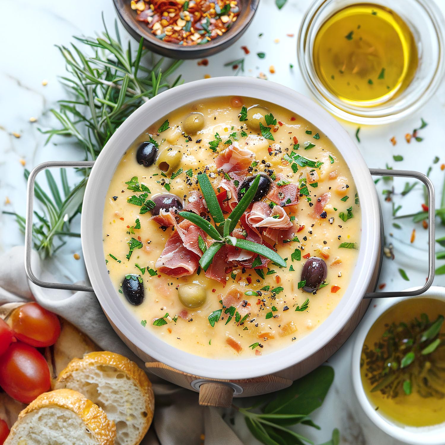 Artestia Electric Fondue Pot Set For Melting Chocolate Cheese, 1500W Cheese Fondue Pot Sets With Temperature Control For Meat Fo