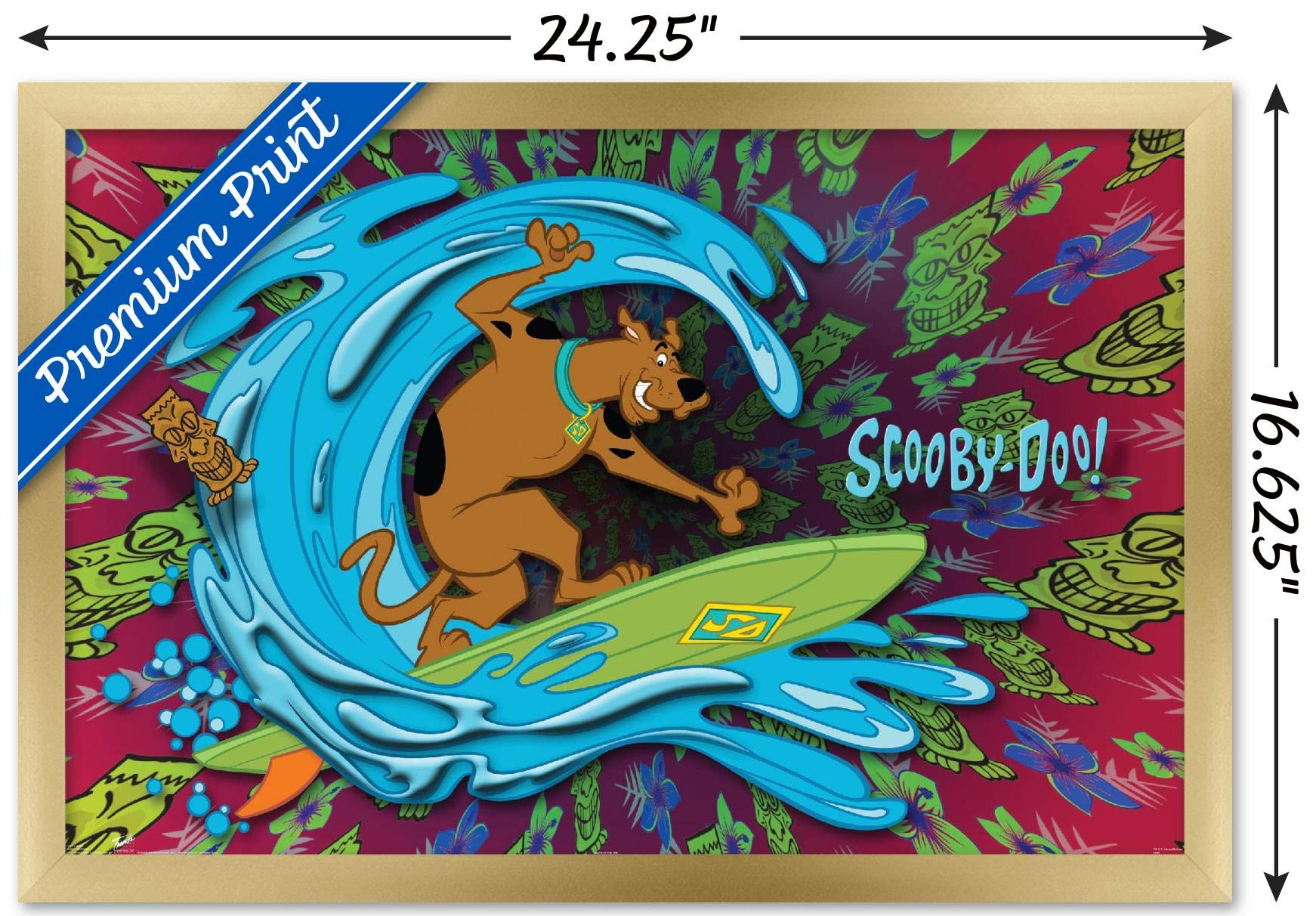 Trends International Scooby-Doo - Surf Wall Poster, 14.725'' X 22.375'', Gold Framed Version