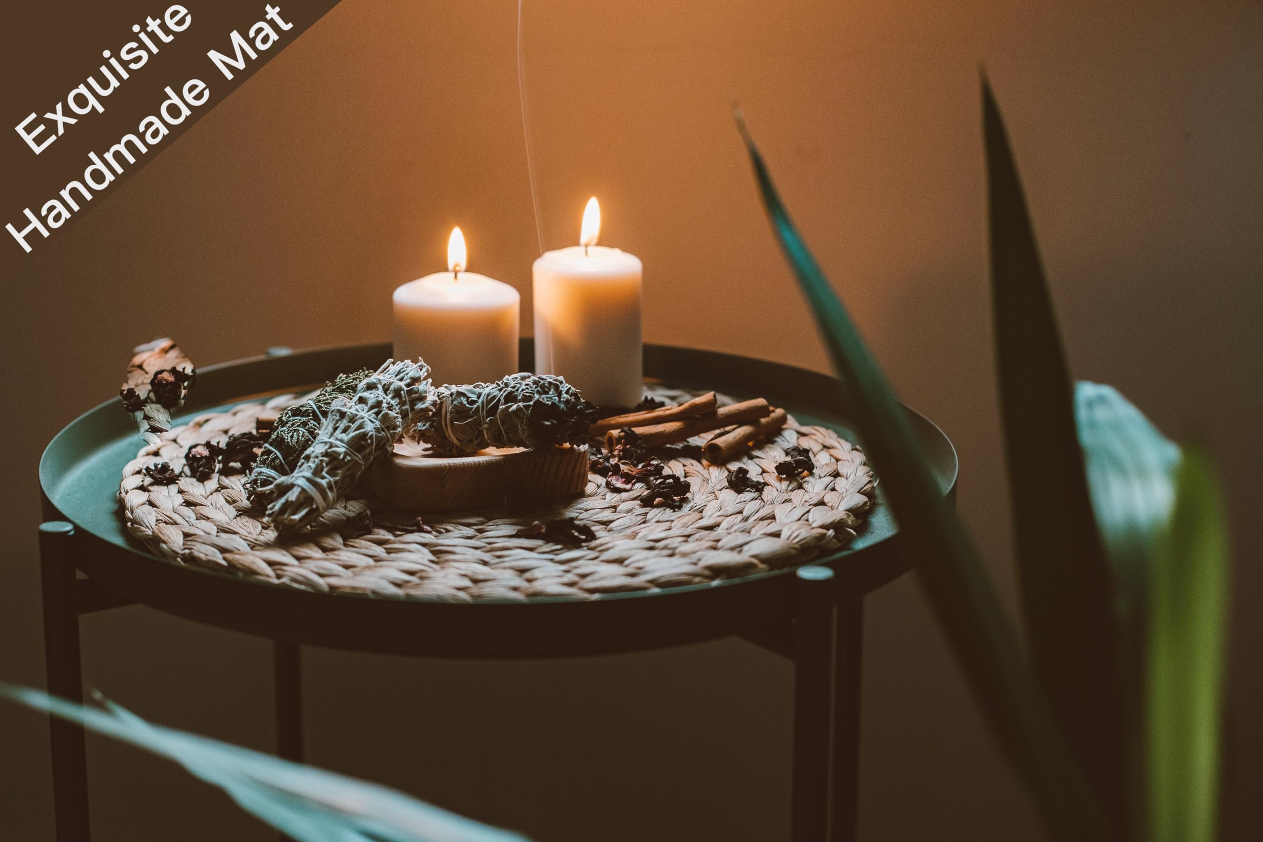 Woven Seagrass Placemats Set Of 6, 13'' Boho Round Woven Natural Placemats, Wicker Placemats, Rattan Placemats, Braided Plate Ch