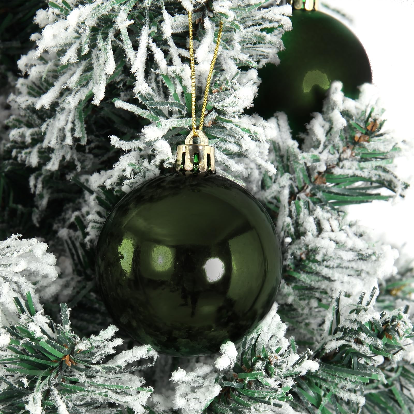 Emopeak 24Pcs Christmas Balls Ornaments - 2.36 Inch Glittering Christmas Ball Ornaments Shatterproof Xmas Tree Hanging Ball, Han