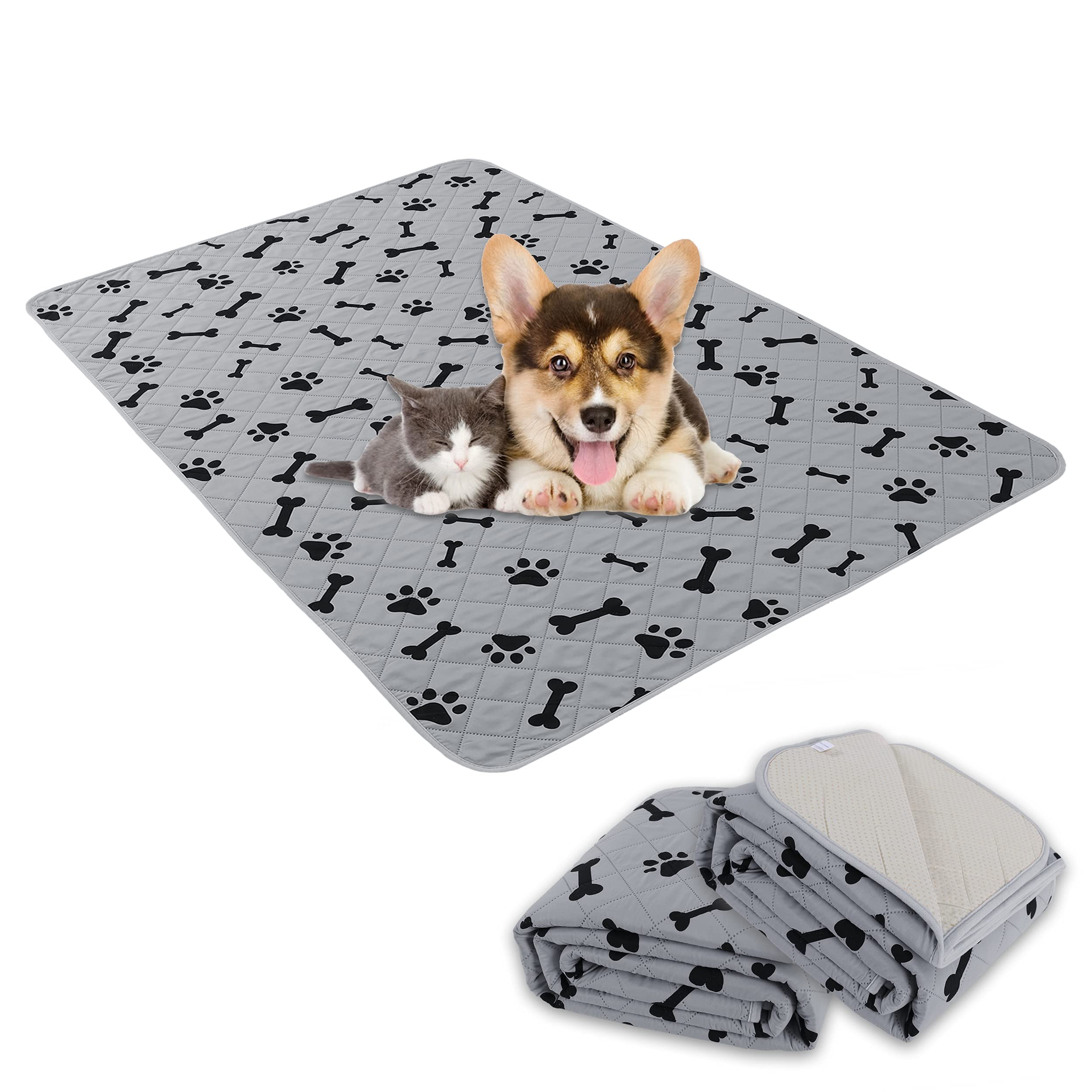Dog Crate Pee Pads - Wahable Dog Rugs Non-Slip Puppy Pads For Small Dogs, Water Absorb Training Pads (2030 Gray)
