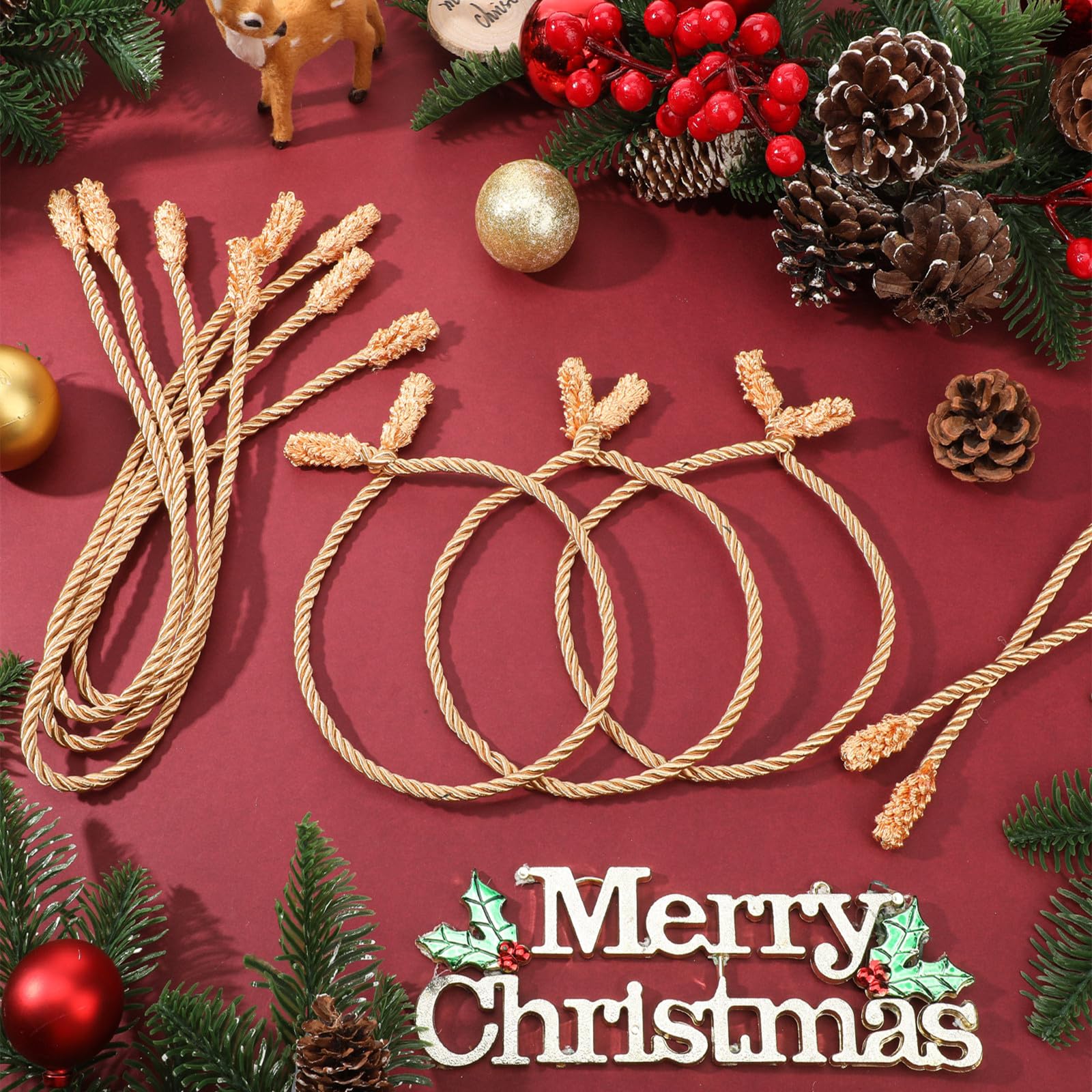 Zhengmy 20 Pcs 25 Inch Extra Long Christmas Garland Ties Christmas Decorative Twist Ties for Banister Reusable Flexible Twist fo