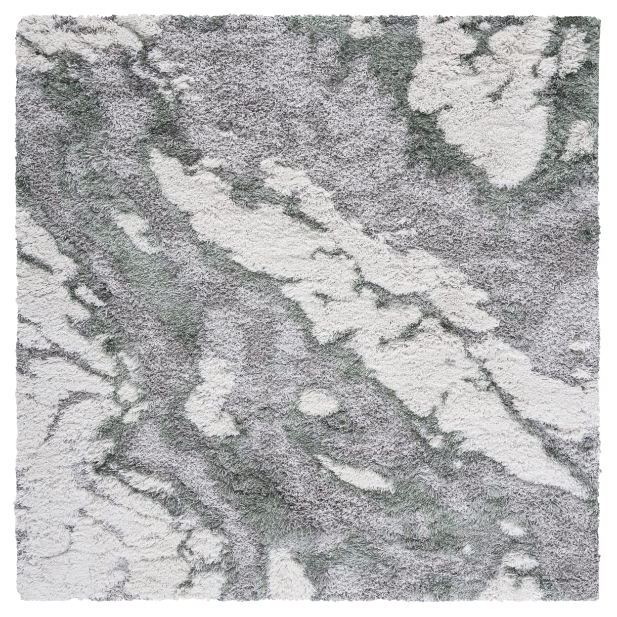 SAFAVIEH Horizon Shag Collection Area Rug - 5 Square, Grey & Green, Modern Abstract Design, Non-Shedding & Easy Care, 2.6-inch 