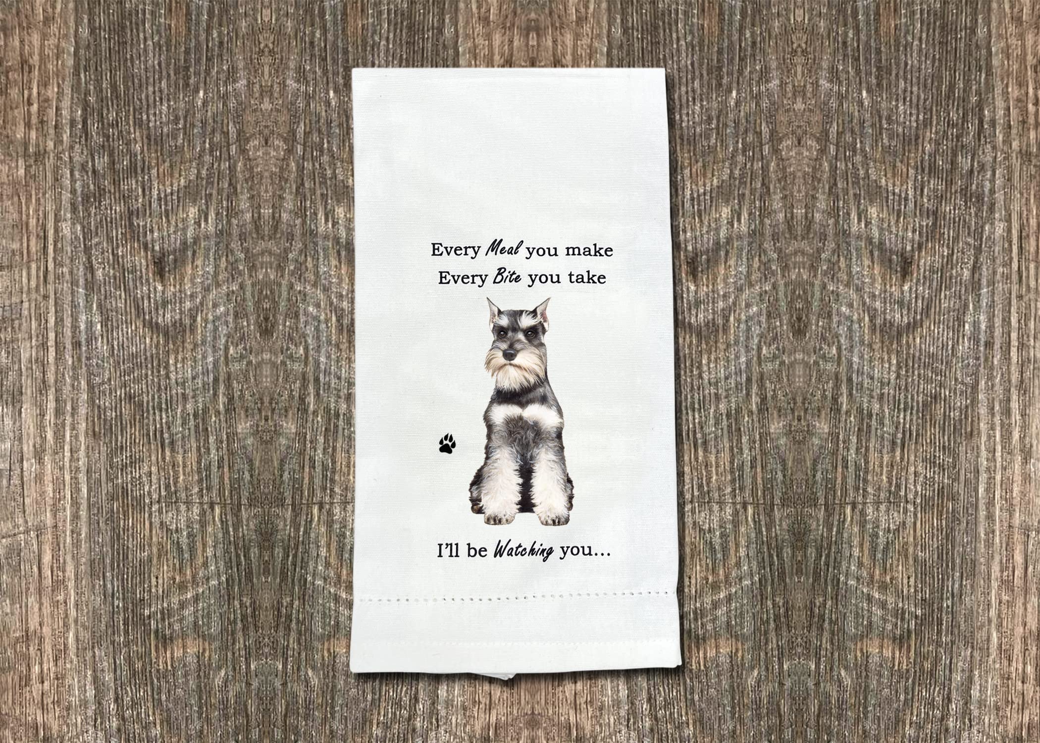 E&S Imports Schnauzer Kitchen Towel - Soft Highly Absorbent - Schnauzer Gifts - Dish Towels For Washing Dishes - Tea Towels - Re