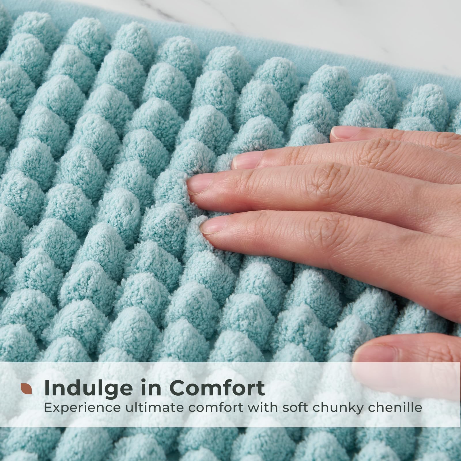 Freshmint Thick Chunky Chenille Bathroom Rugs 17''X24'', Non Slip Bath Mat For Bathroom Floor, Small Soft Bathroom Decor Accesso