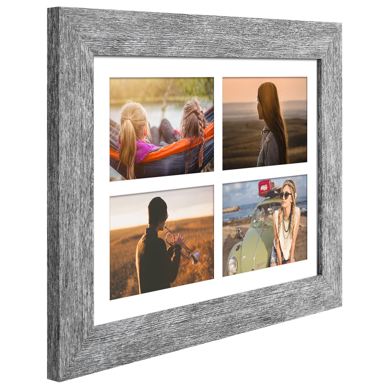 Gaevuian 9x13 Picture Frame Display 4 opening 4X6 Picture Frame Collage,Multi Photo Frame with Mat,Plexiglass,Wall or Tabletop D