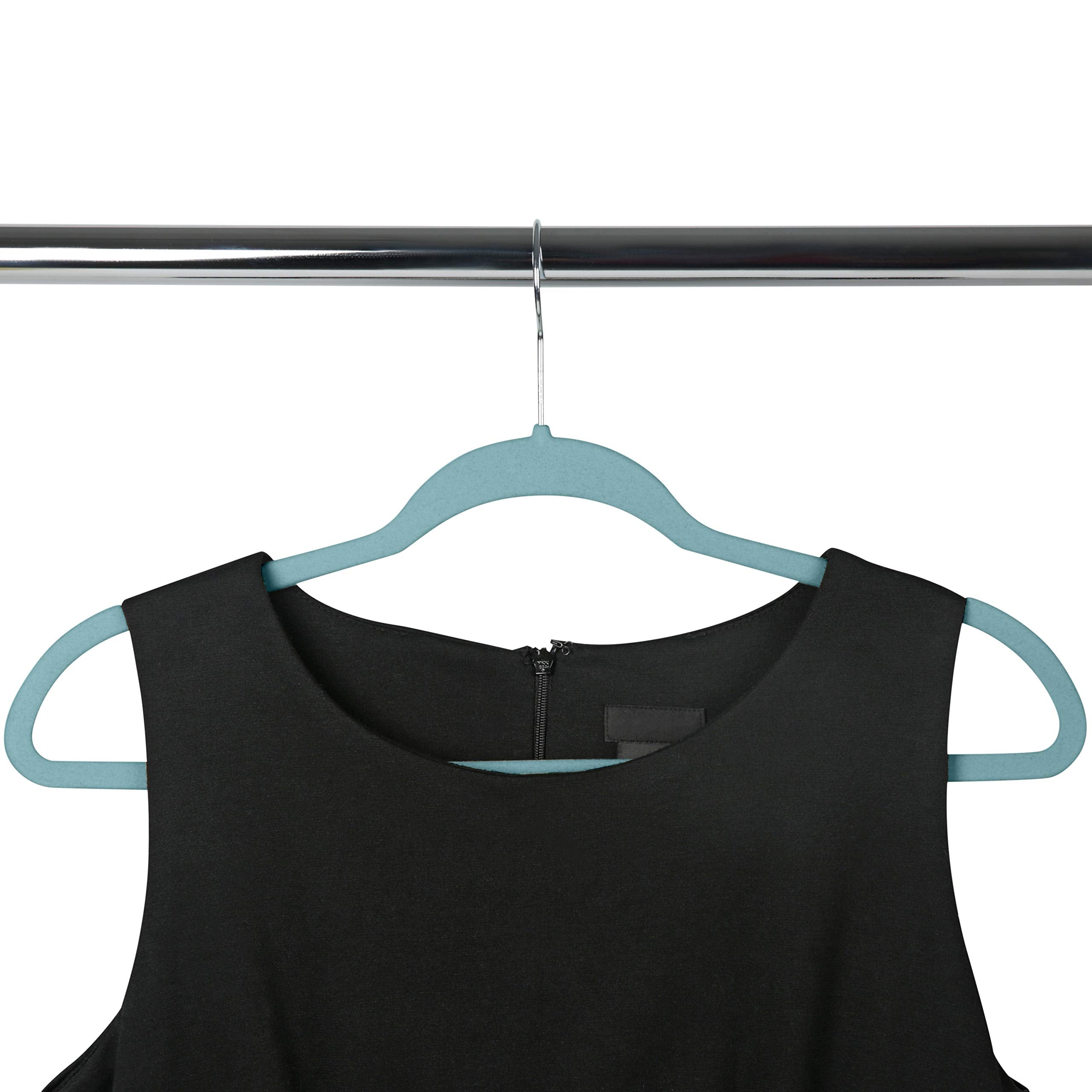 Simplify 10 Super Slim Velvet Huggable Hangers In Dusty Blue
