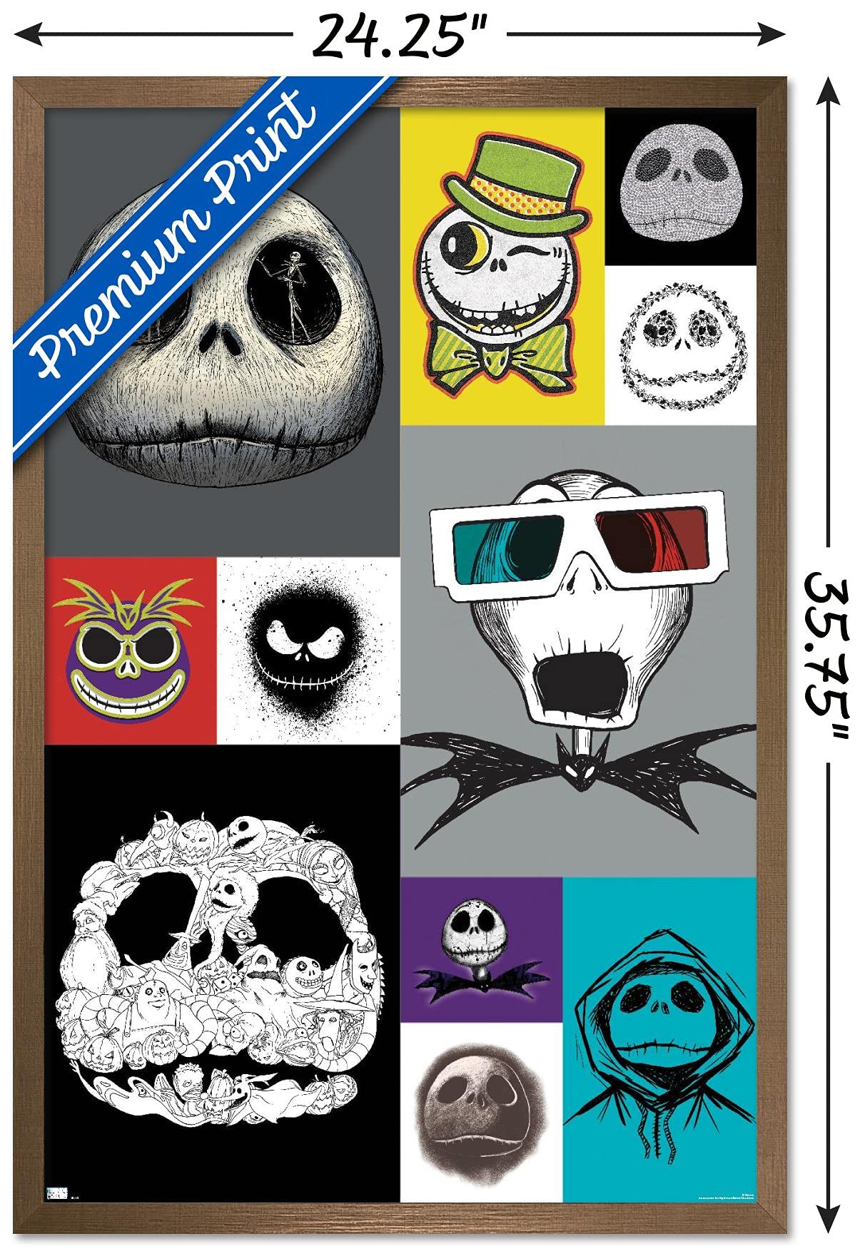 Trends International Disney Tim Burton'S The Nightmare Before Christmas - Jack Grid Wall Poster, 22.37'' X 34.00'', Bronze Frame
