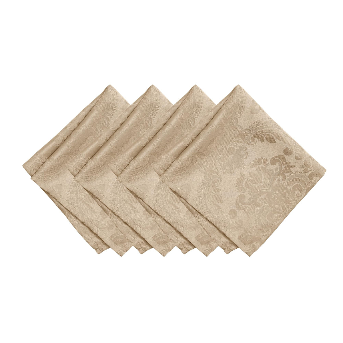 Elrene Home Fashions Caiden Elegance Damask Fabric Napkins (Set Of 4), 17'' X 17'', Taupe 4 Count