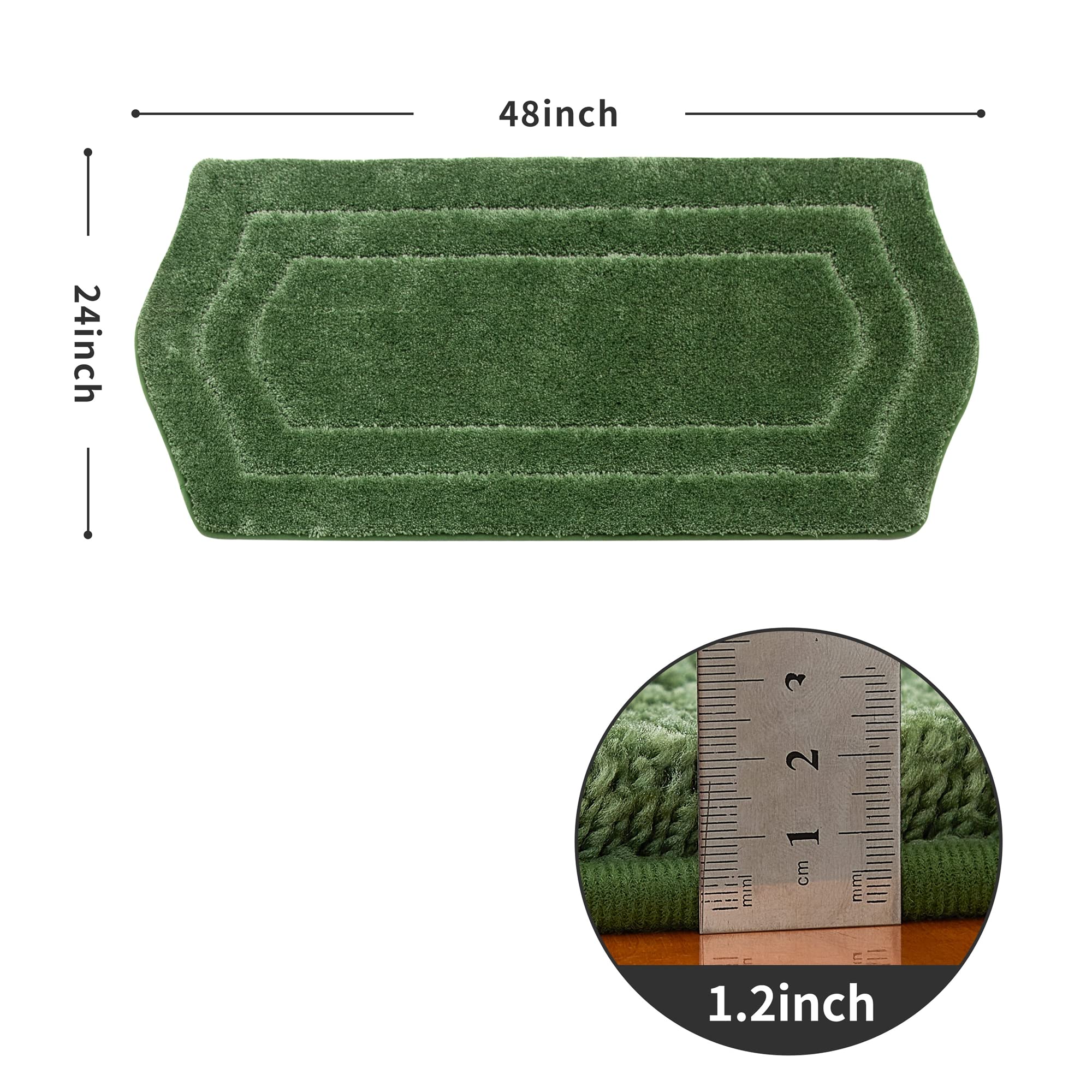 COSY HOMEER Extra Thick Bath Linen Sets Rugs for Bathroom - Anti-Slip Bath Mats Soft Plush 100% Strong Polyester Mat Living Room Bedroom Water Absorbent(Green 24x48 - Inches)