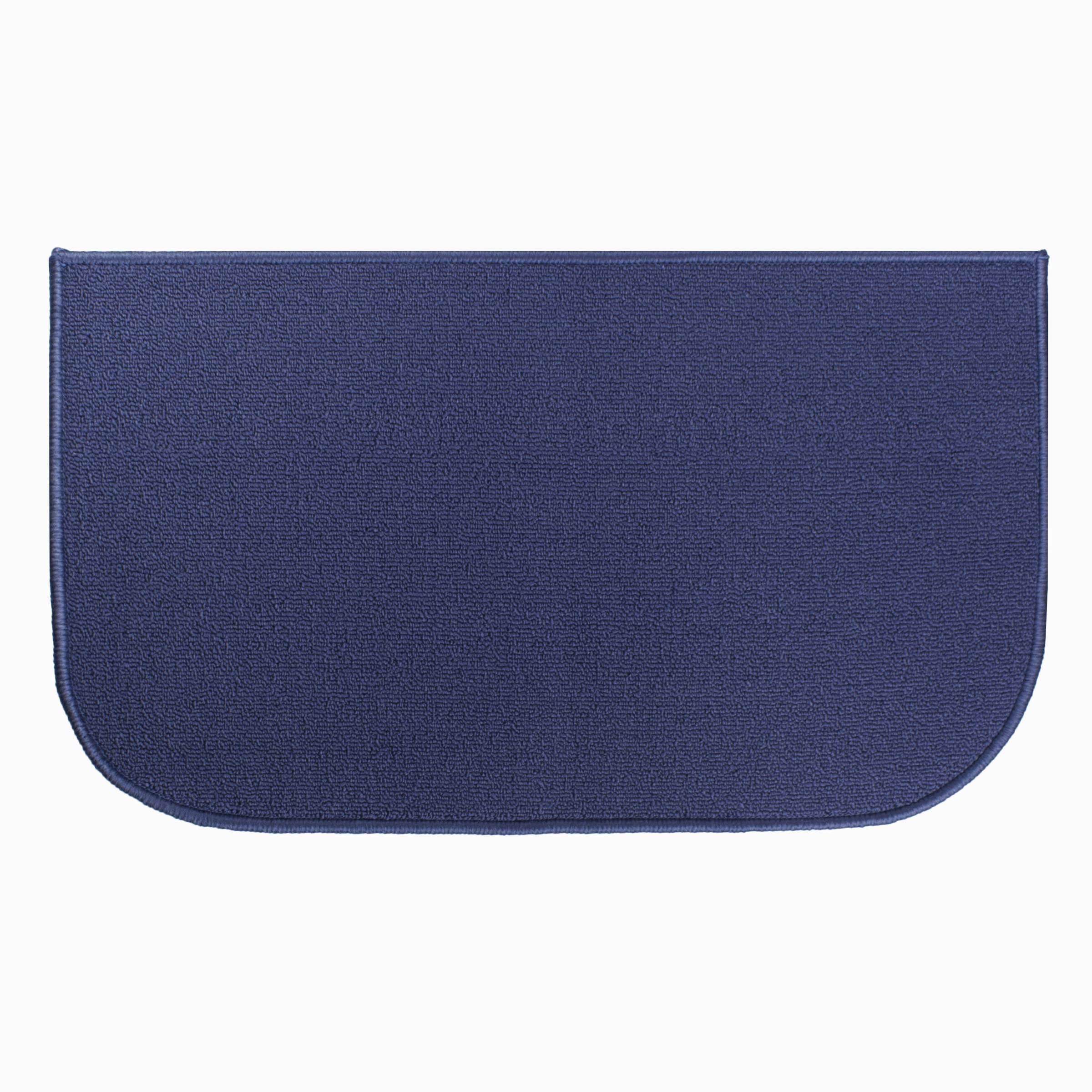 Ritz Solid Accent Rug: 18 x 30 Stain Resistant Kitchen or Living Room Floor Mat - Non-Slip Latex Backing, Machine Washable, Blue